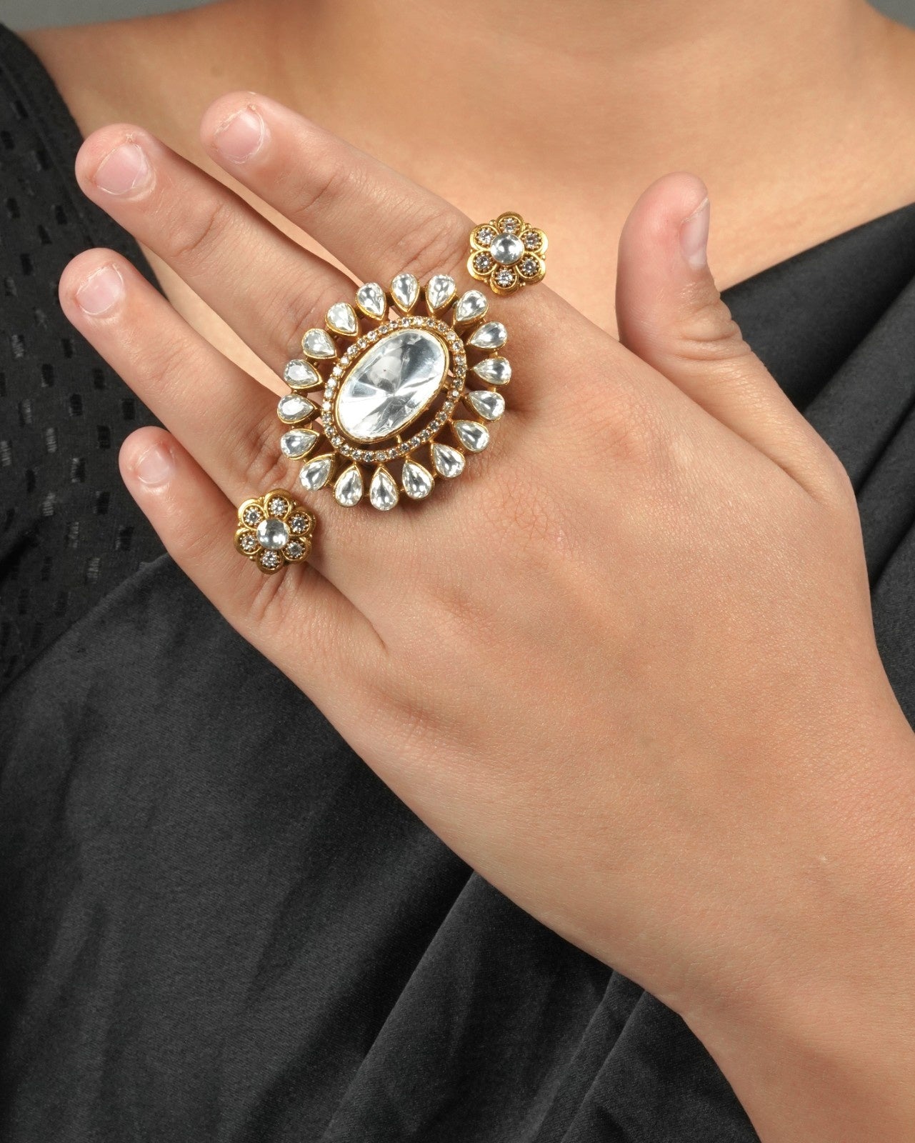 Drape-Ready Moissanite Polki Ring with celebratory shine and refined craftsmanship