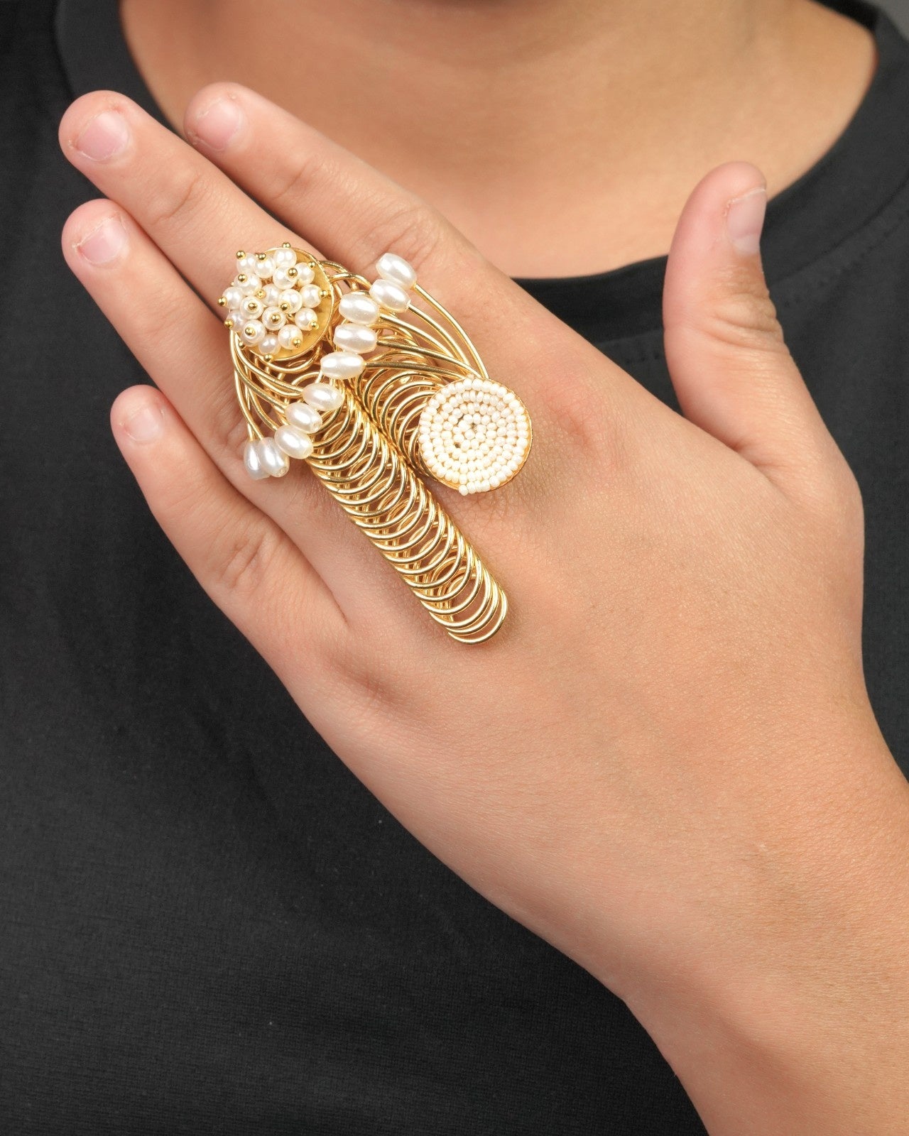 Contemporary statement fusion ring with distinctive ring styling