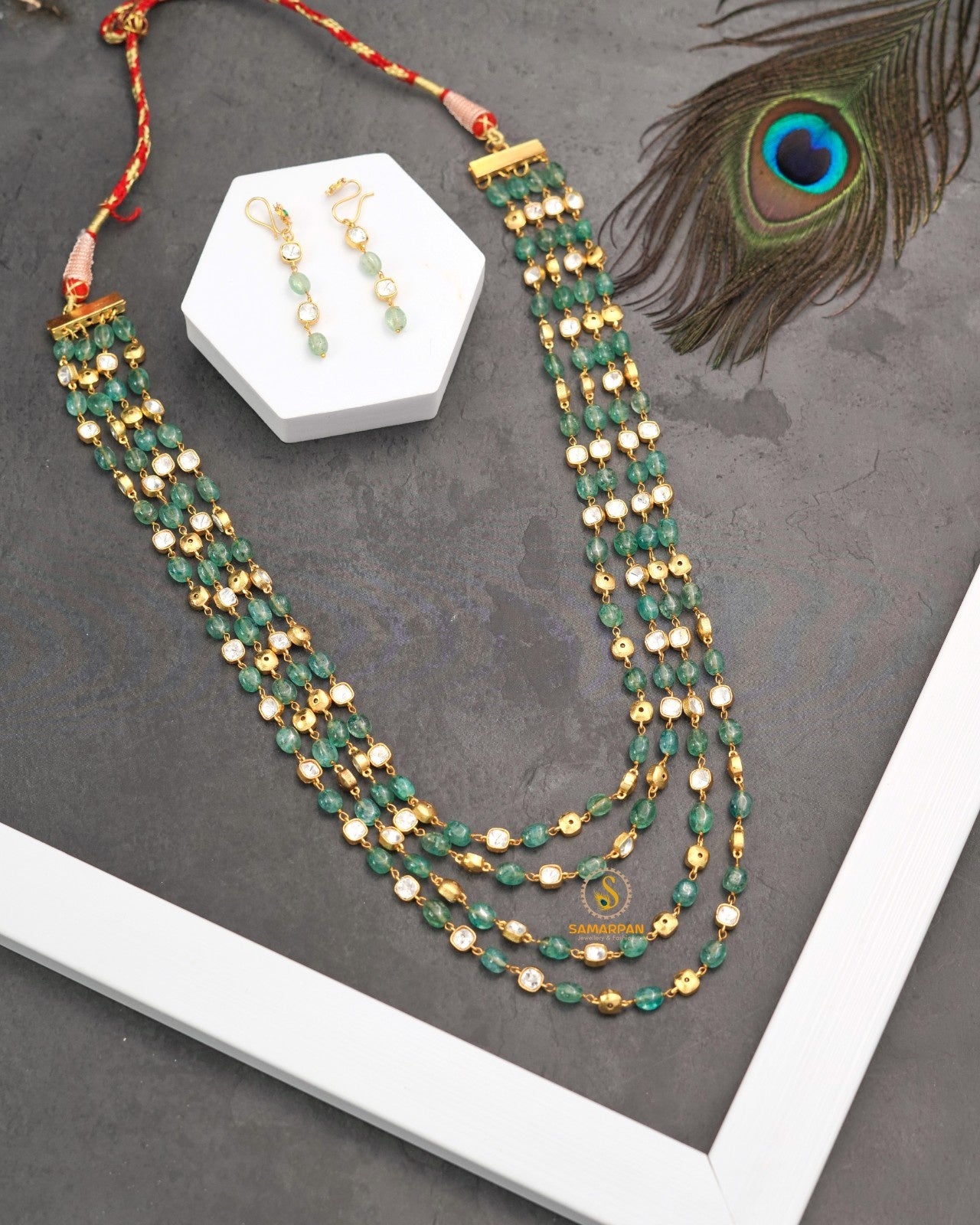 Grand jadau kundan mala necklace for festive and bridal wear