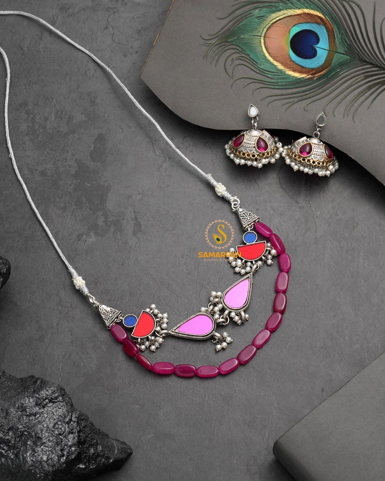 Elegant necklace set online by Samarpan for traditional festive dressing