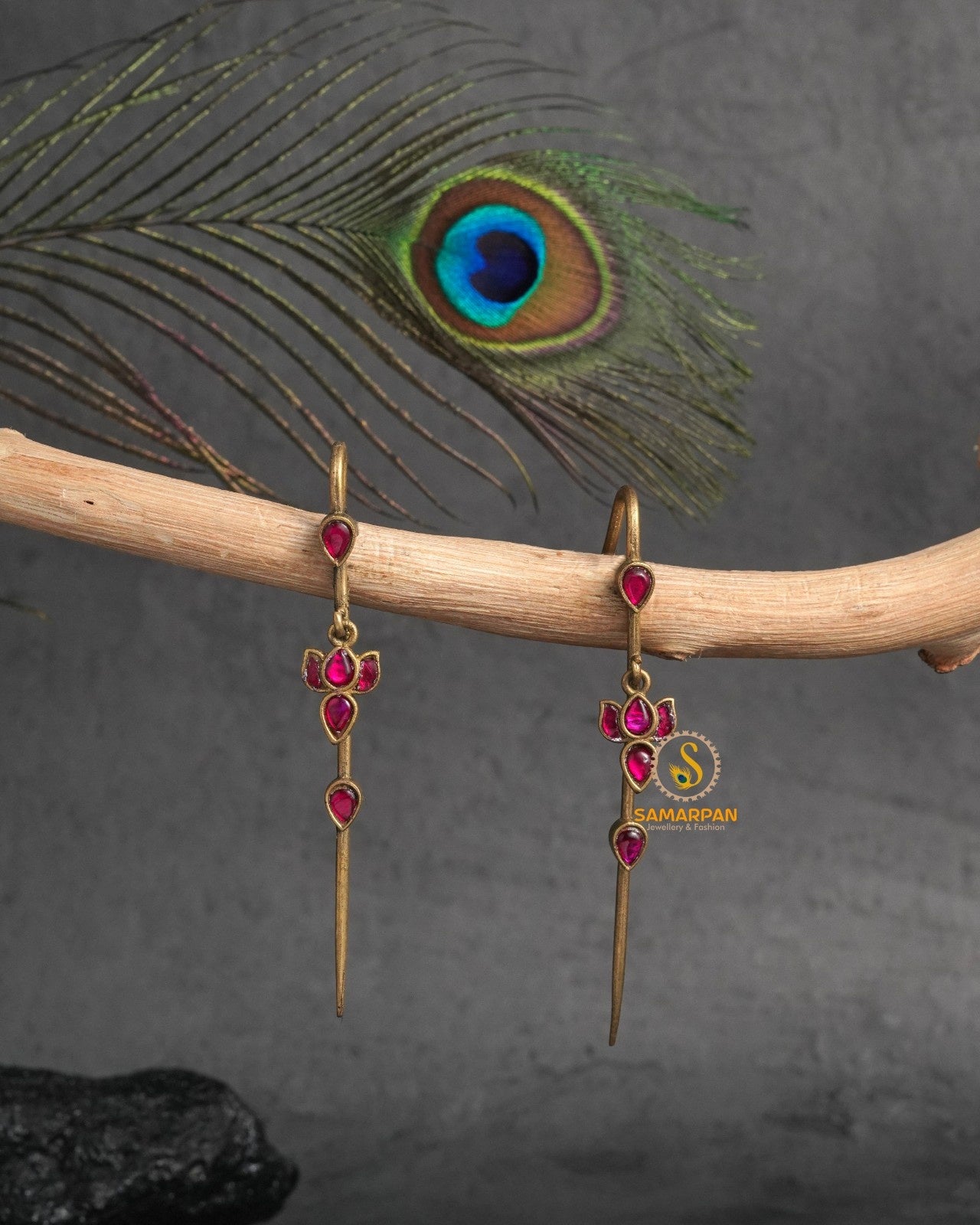 Ruby oxidised tribal hoops earrings antique finish hoops for women and girls everyday wear