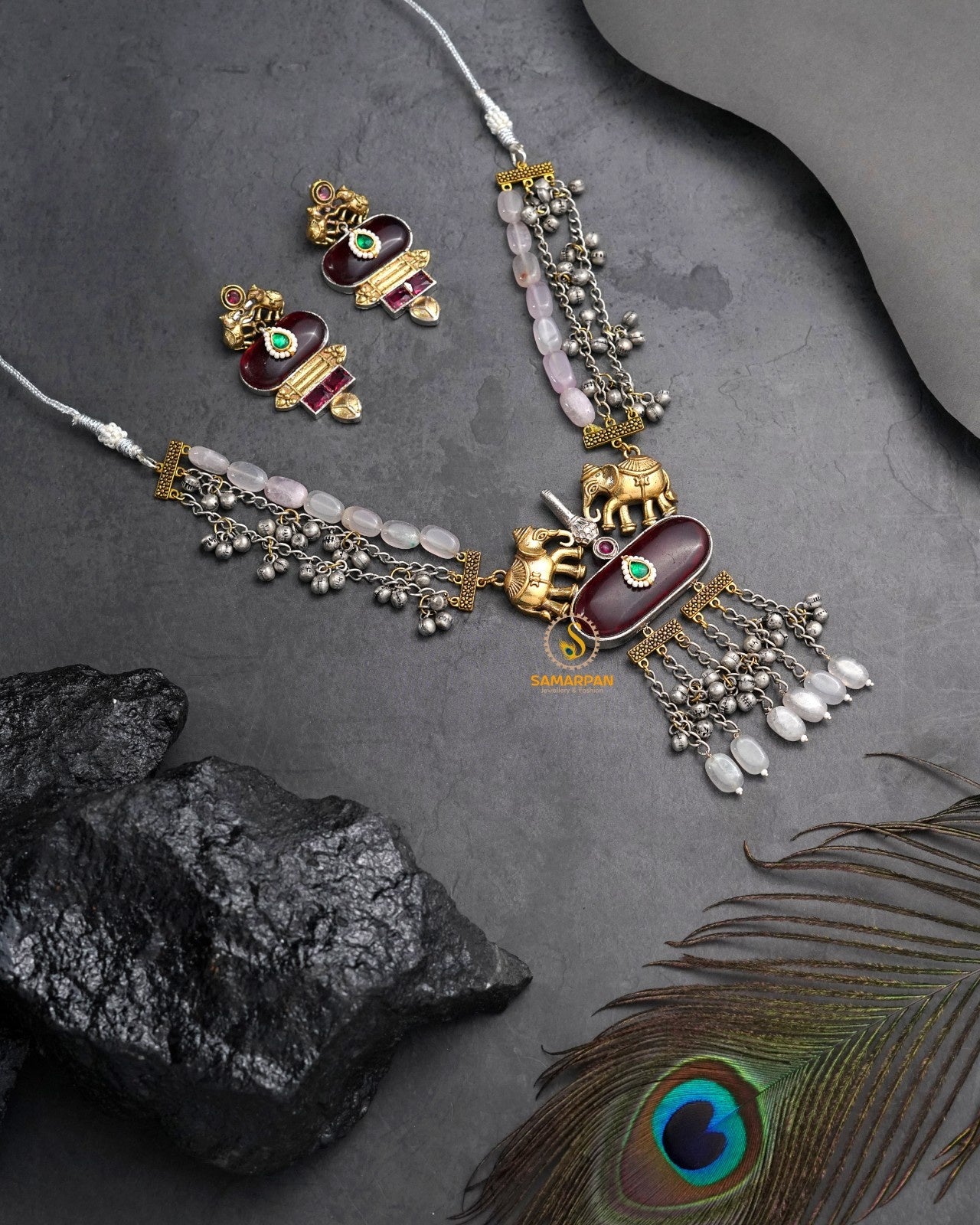 Samarpan designer necklace set for wedding reception and family functions