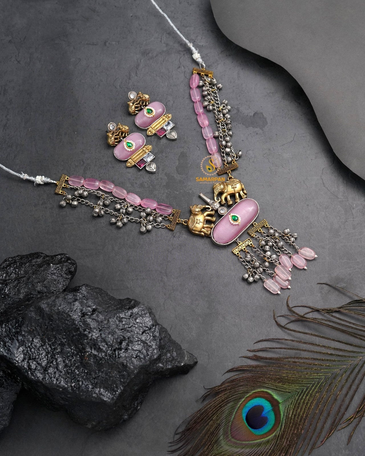 Premium fashion jewellery necklace set by Samarpan for festive occasions
