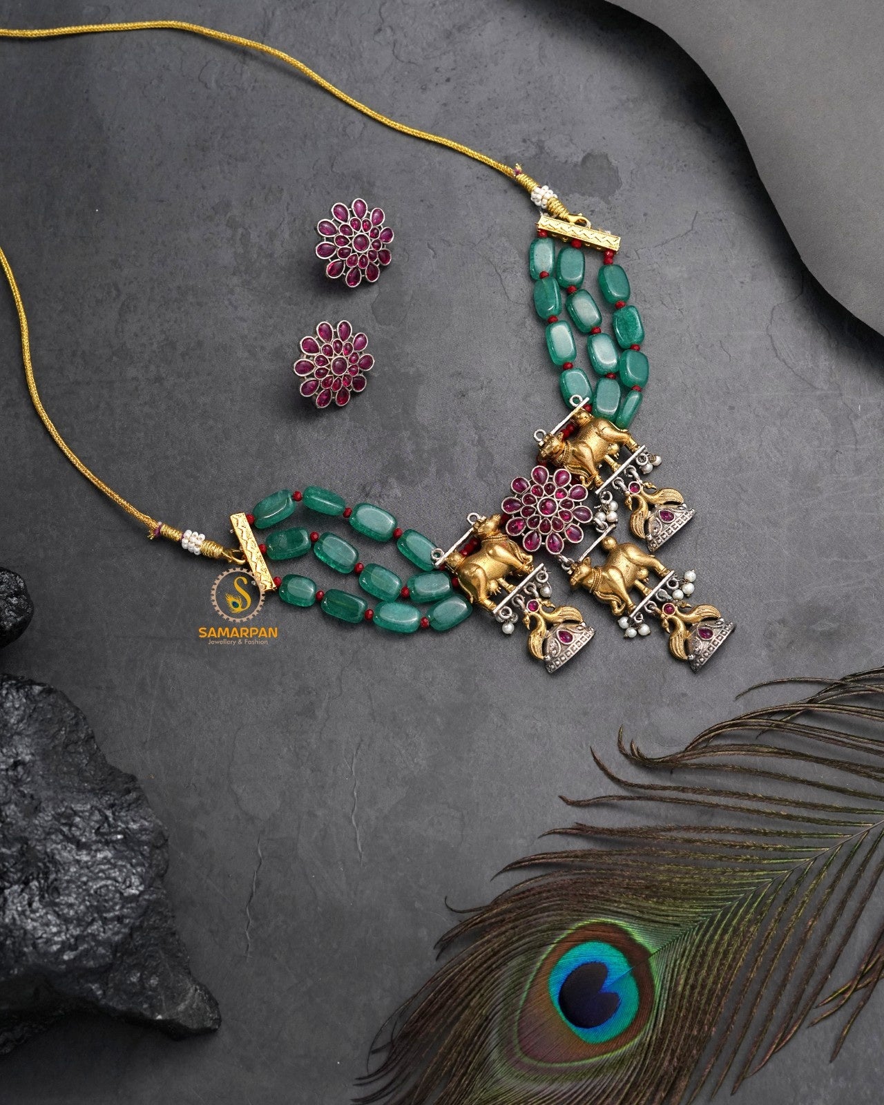 Designer necklace set by Samarpan for saree lehenga and ethnic occasion styling