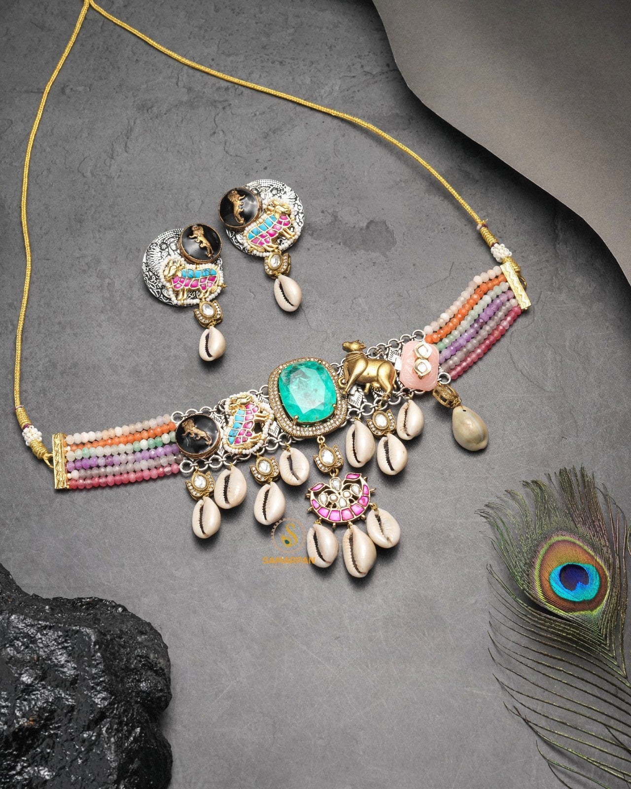 Elegant necklace set online by Samarpan for traditional festive dressing