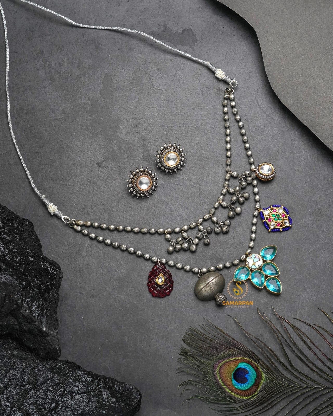 Premium fashion jewellery necklace set by Samarpan for festive occasions