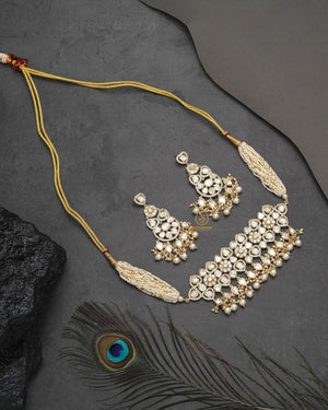 Ethnic Polki Moissanite necklace set for traditional Indian outfits for wedding guest styling