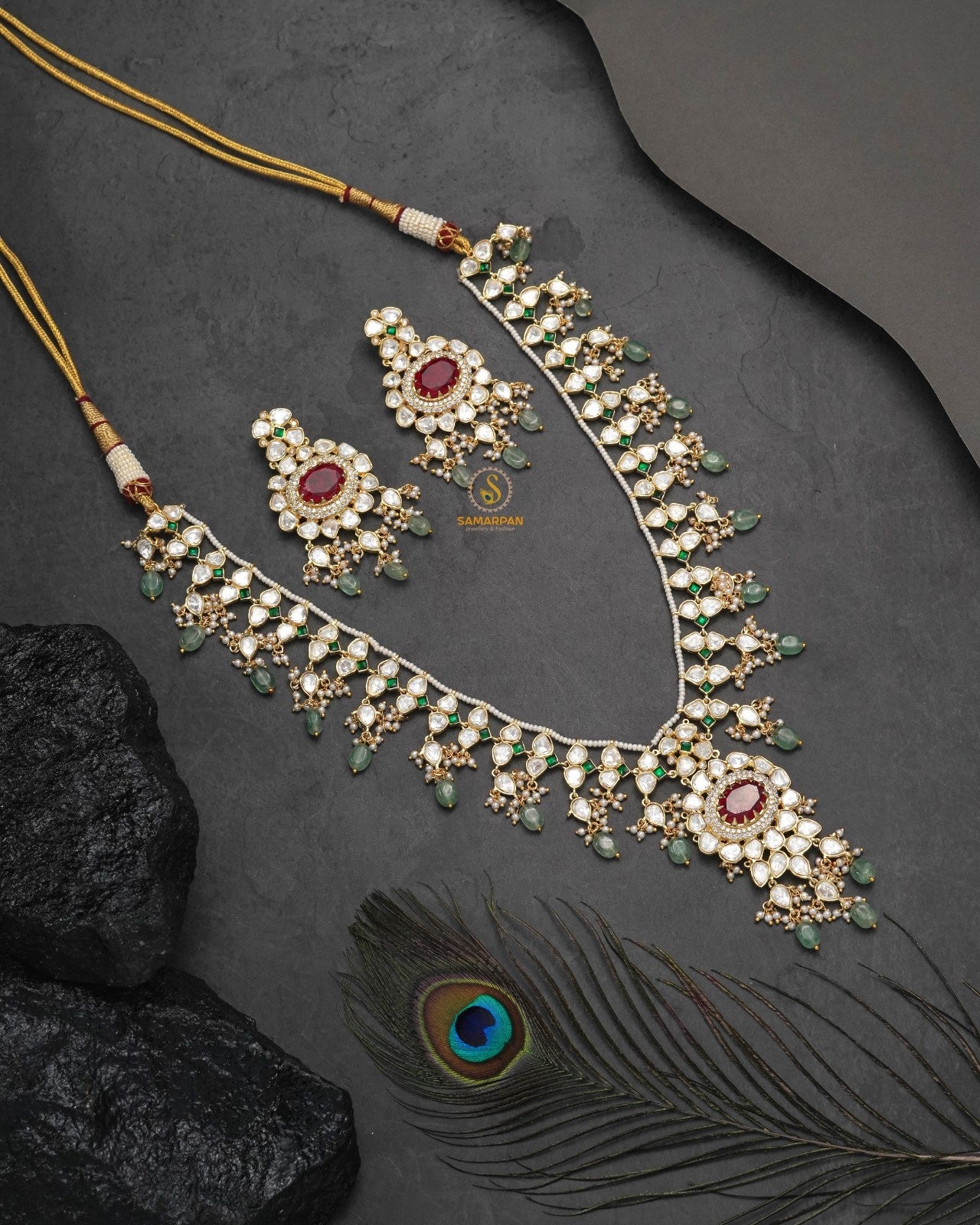 refined polki moissanite pendant set for women