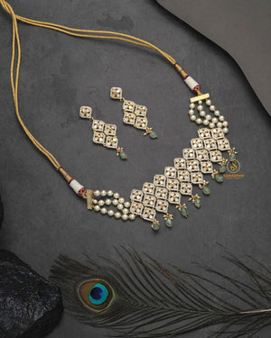 Wedding Polki Moissanite necklace set for reception and festive looks