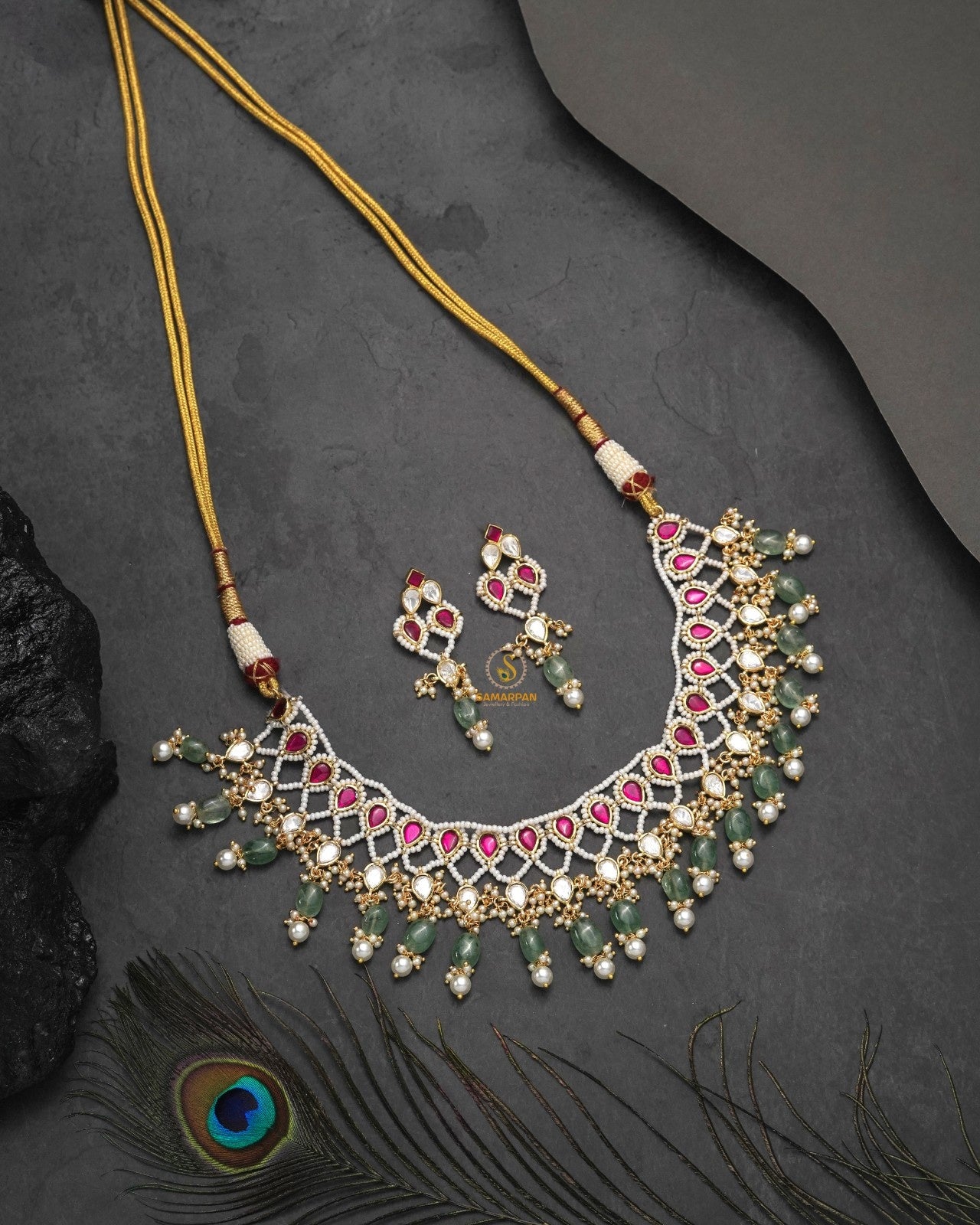 Wedding Polki Moissanite necklace set for reception and festive looks for festive occasions