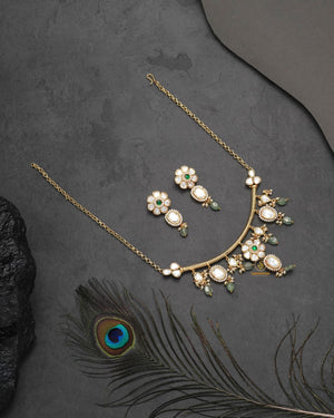 Premium Polki Moissanite jewellery set for bridal-style ethnic wear