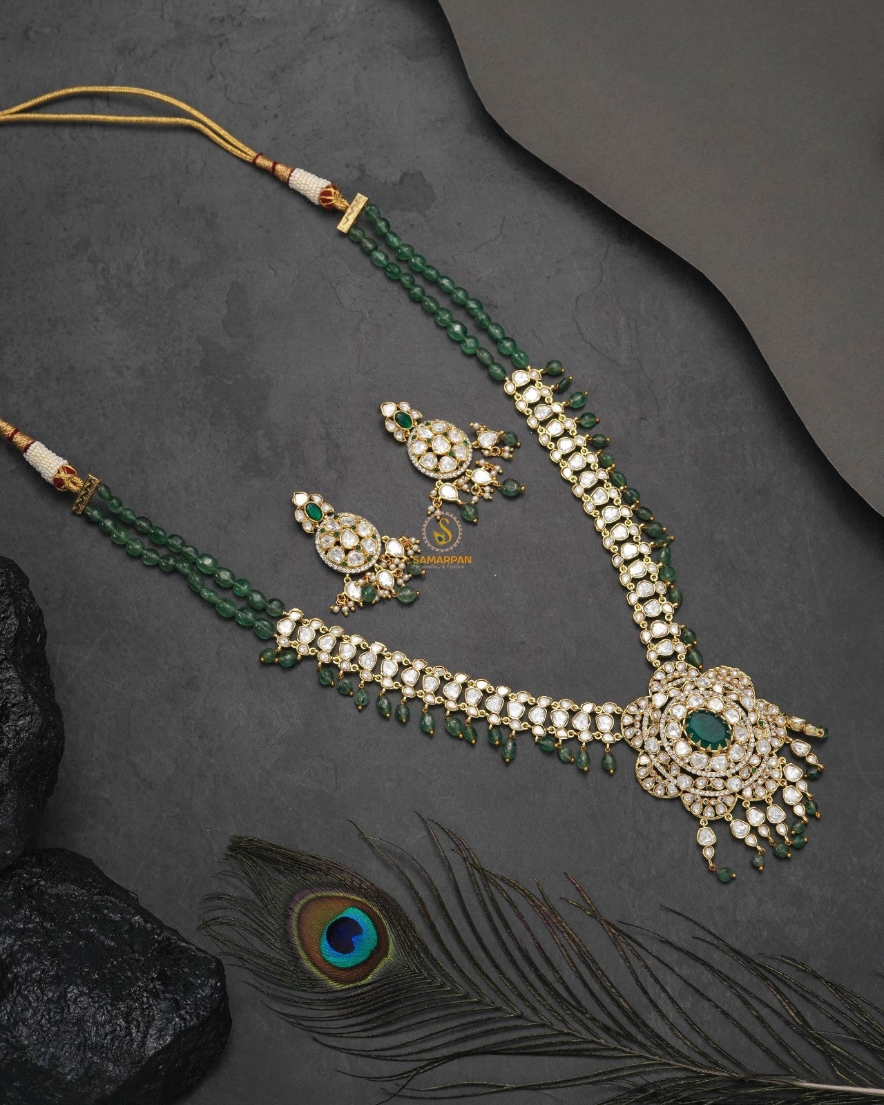 Polki Moissanite necklace set for wedding and festive ethnic wear