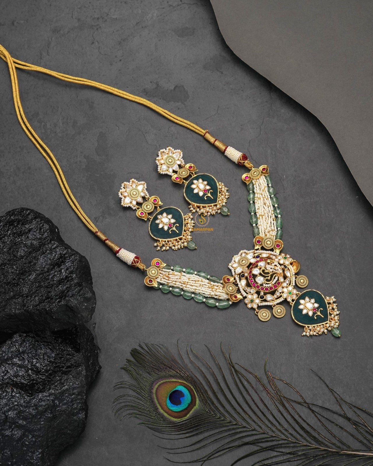 Elegant Polki Moissanite necklace set for Indian celebration wear for wedding guest styling