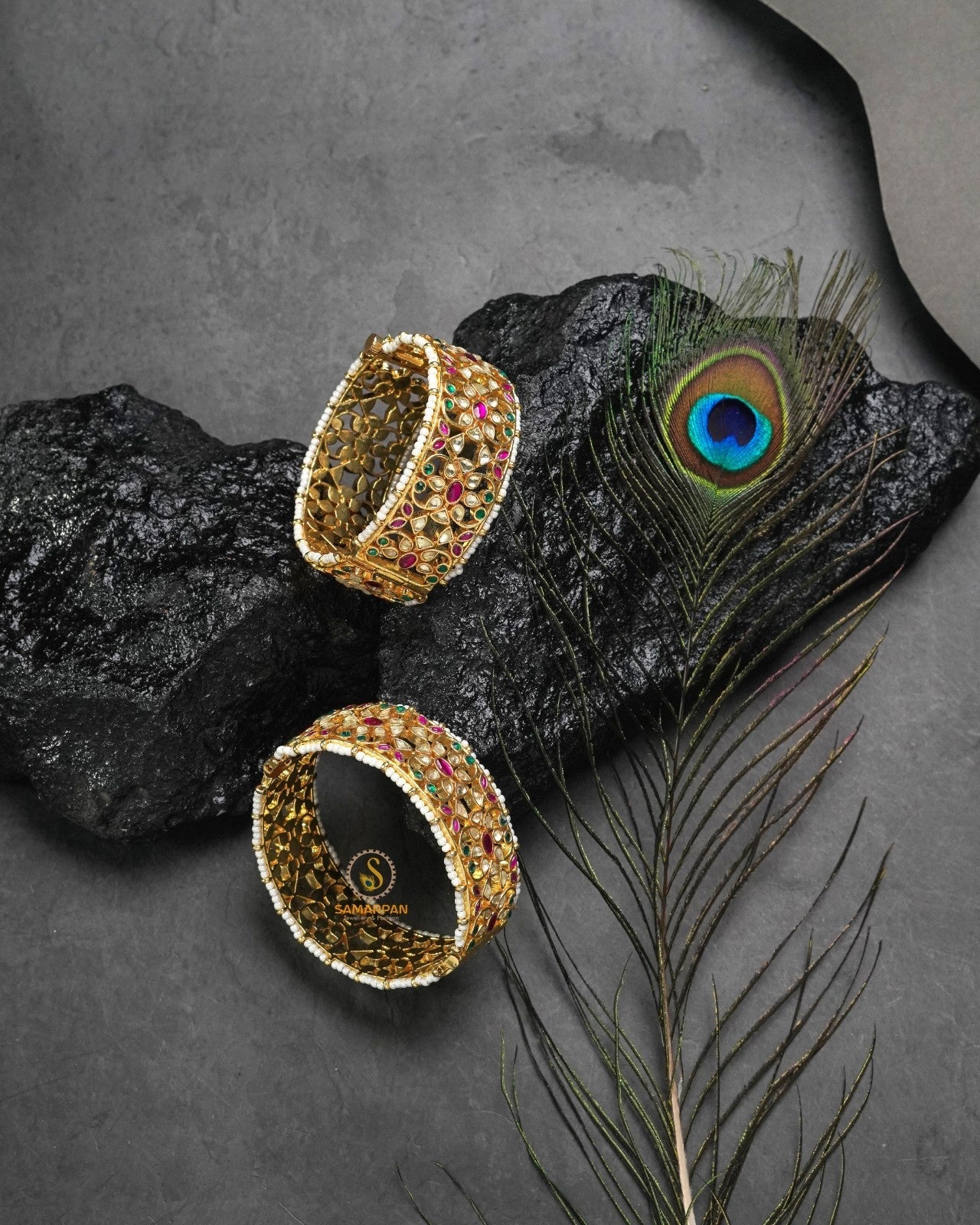 Jadau kundan bangles and kangan set showcasing traditional Indian craftsmanship in gold finish