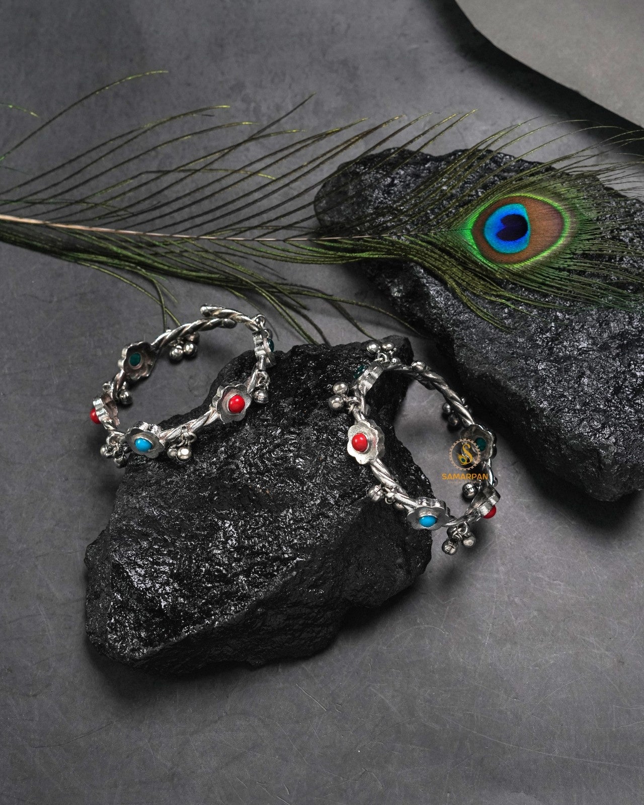 Statement tribal bangles and oxidised kangan set in bold ethnic design for festive and casual wear