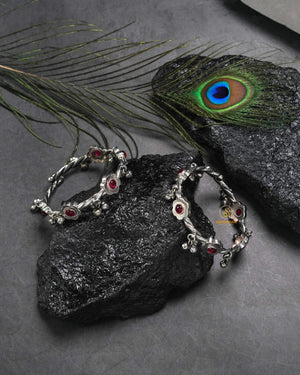 Statement tribal bangles and oxidised kangan set in bold ethnic design for festive and casual wear