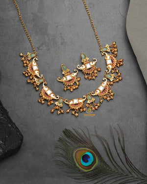 Golden Heritage party wear necklace set for festive evening and wedding guest looks