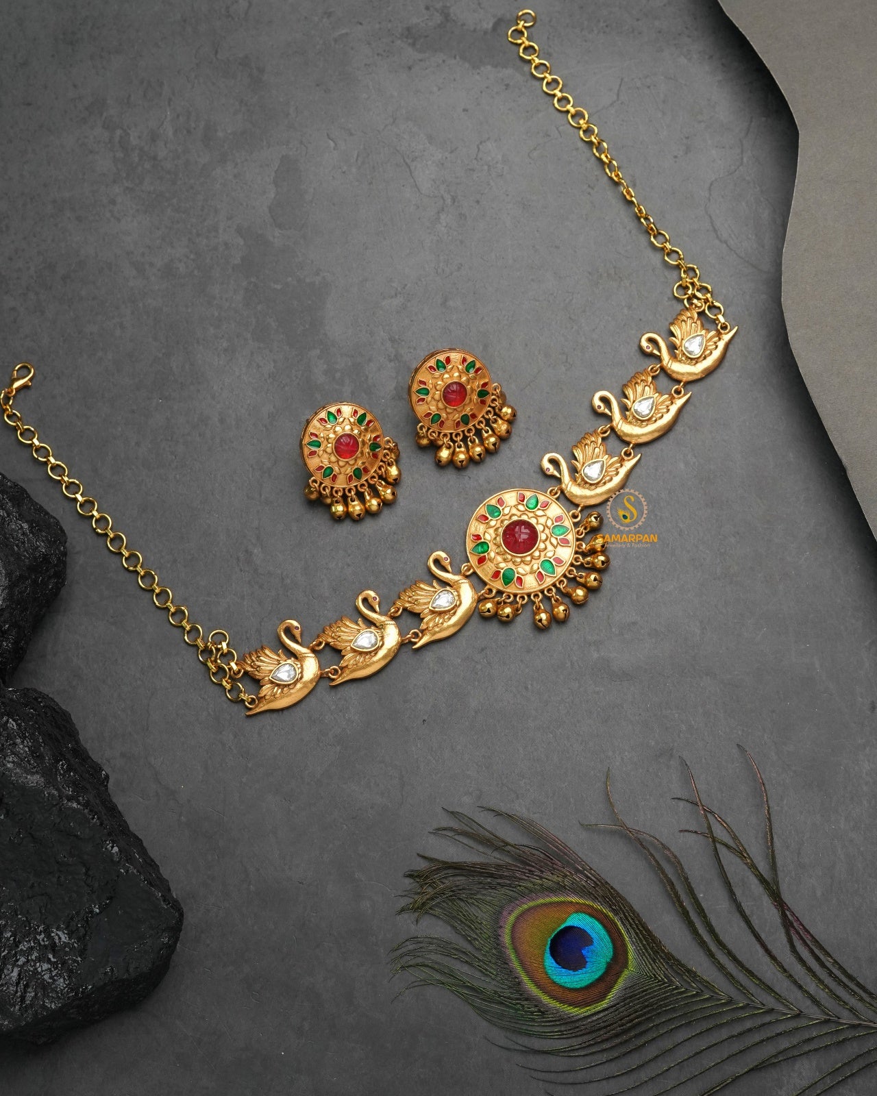 Golden Heritage necklace set for lehenga, sangeet, reception and festive looks