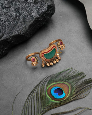 Traditional golden heritage ring with classic Indian style cues