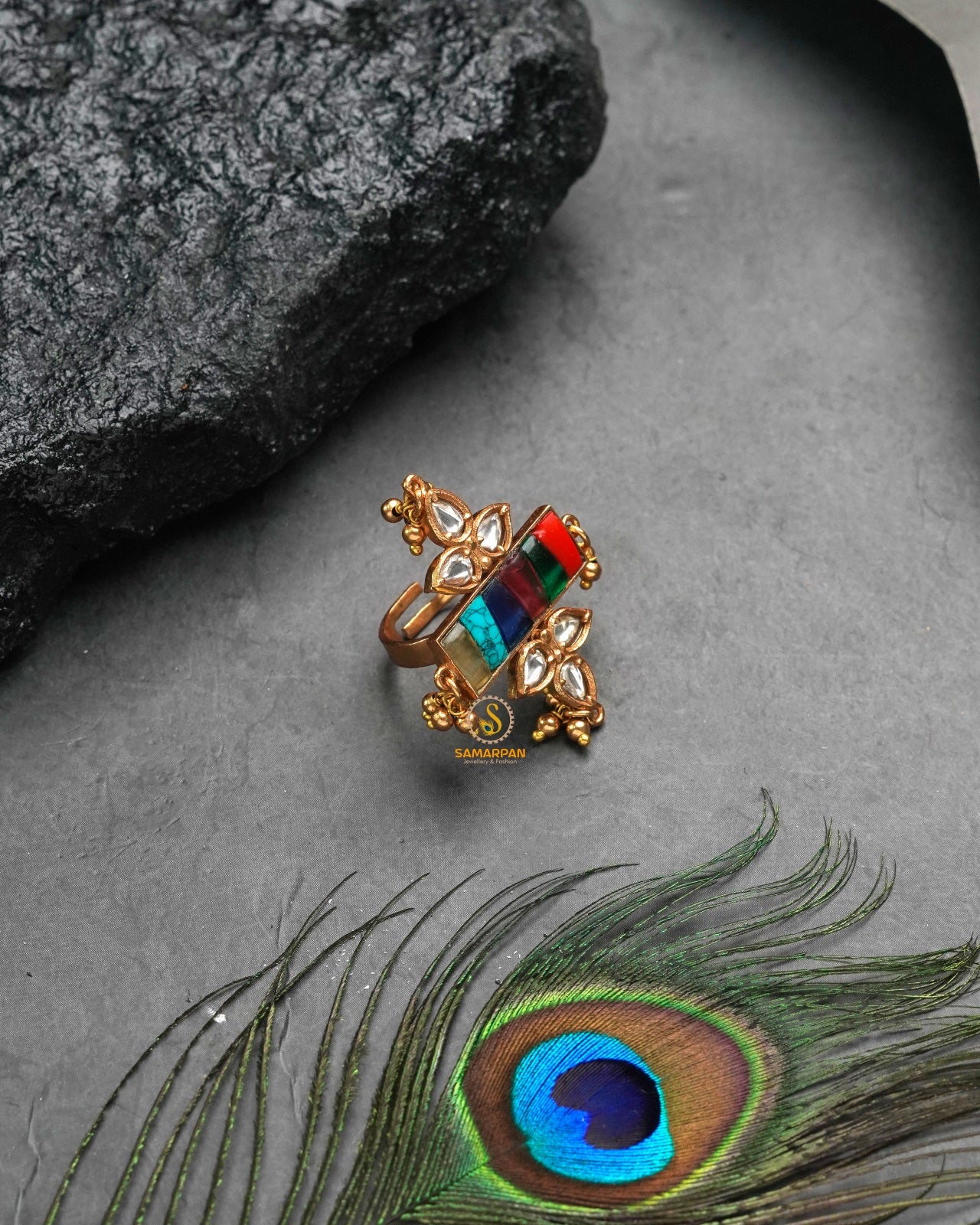 Traditional occasion golden ring with graceful ceremonial style