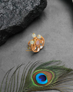 Artisan golden heritage ring with crafted individual character