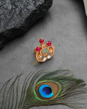 Artisan golden heritage ring with crafted individual character