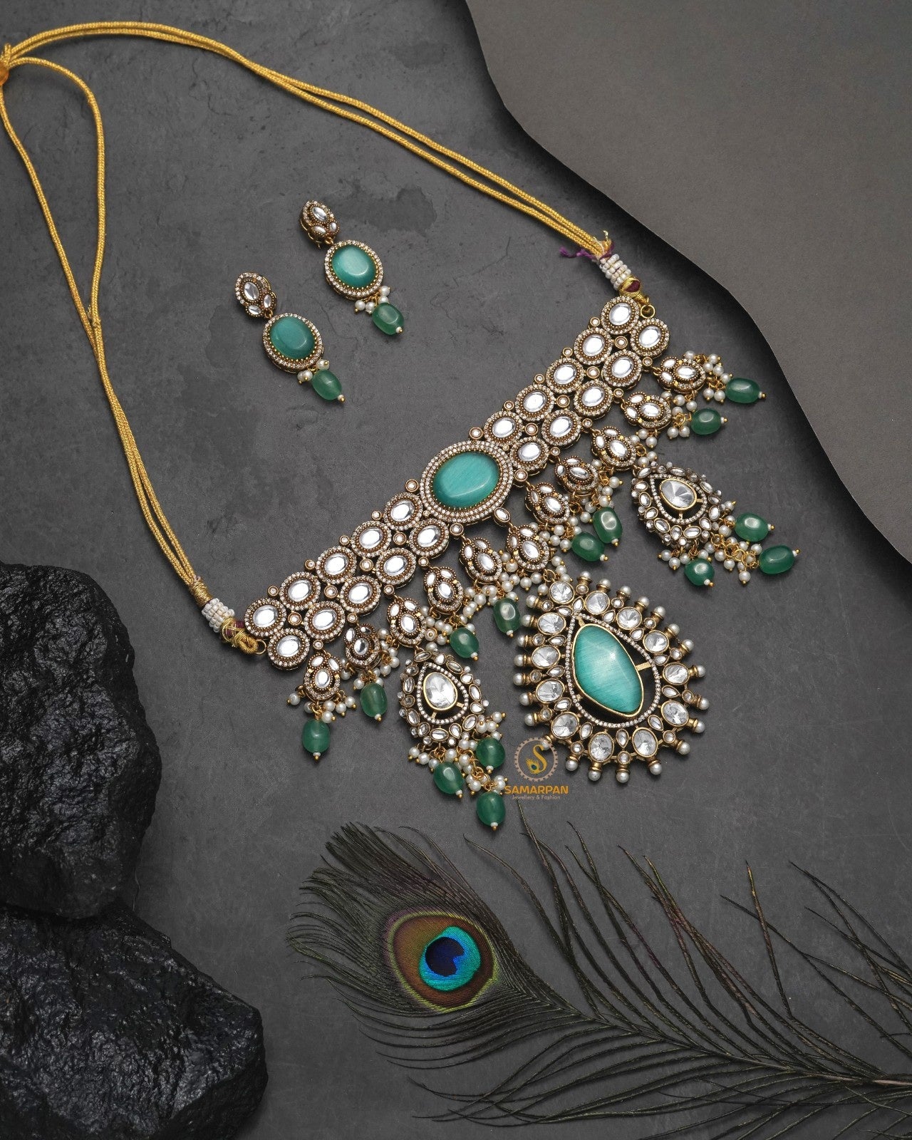 Samarpan designer necklace set for wedding reception and family functions