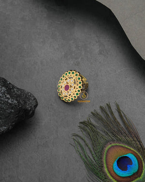 Traditional Amritsari Jadau ring with heritage Punjabi detailing