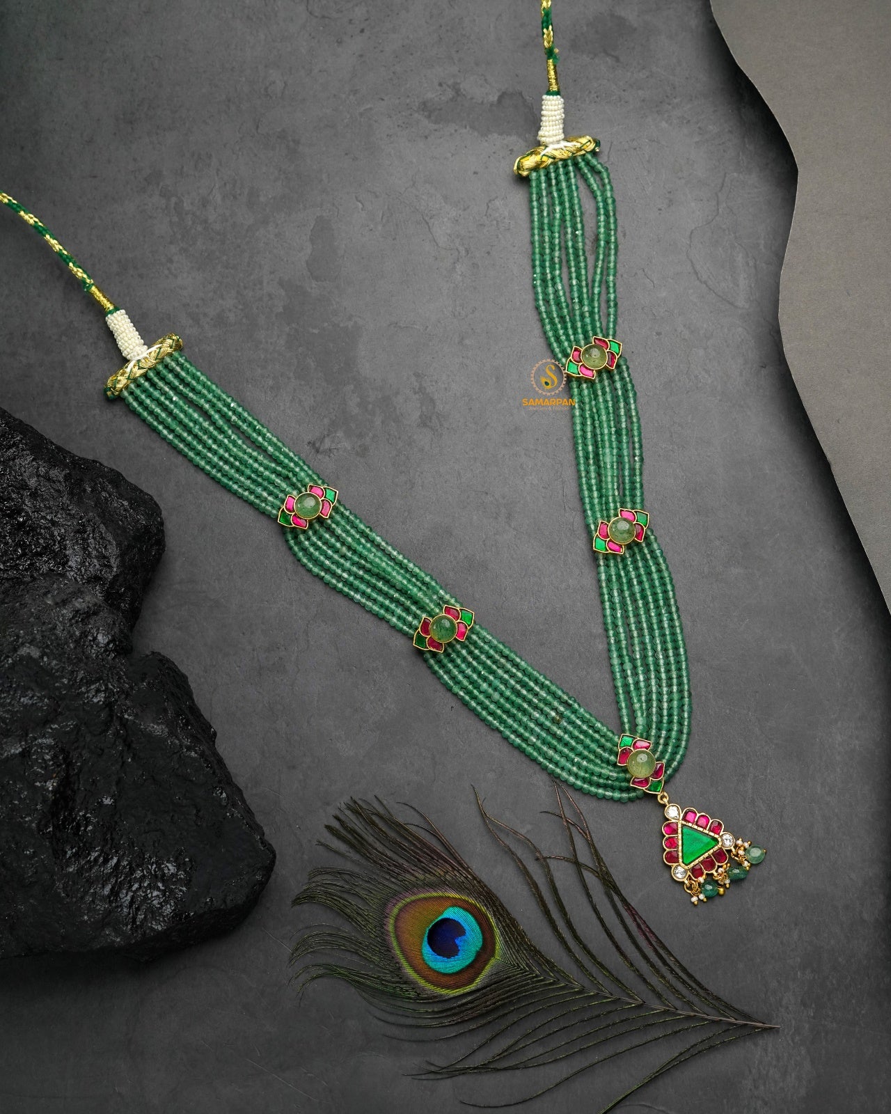 gift-ready premium jadau kundan pendant set with matching earrings