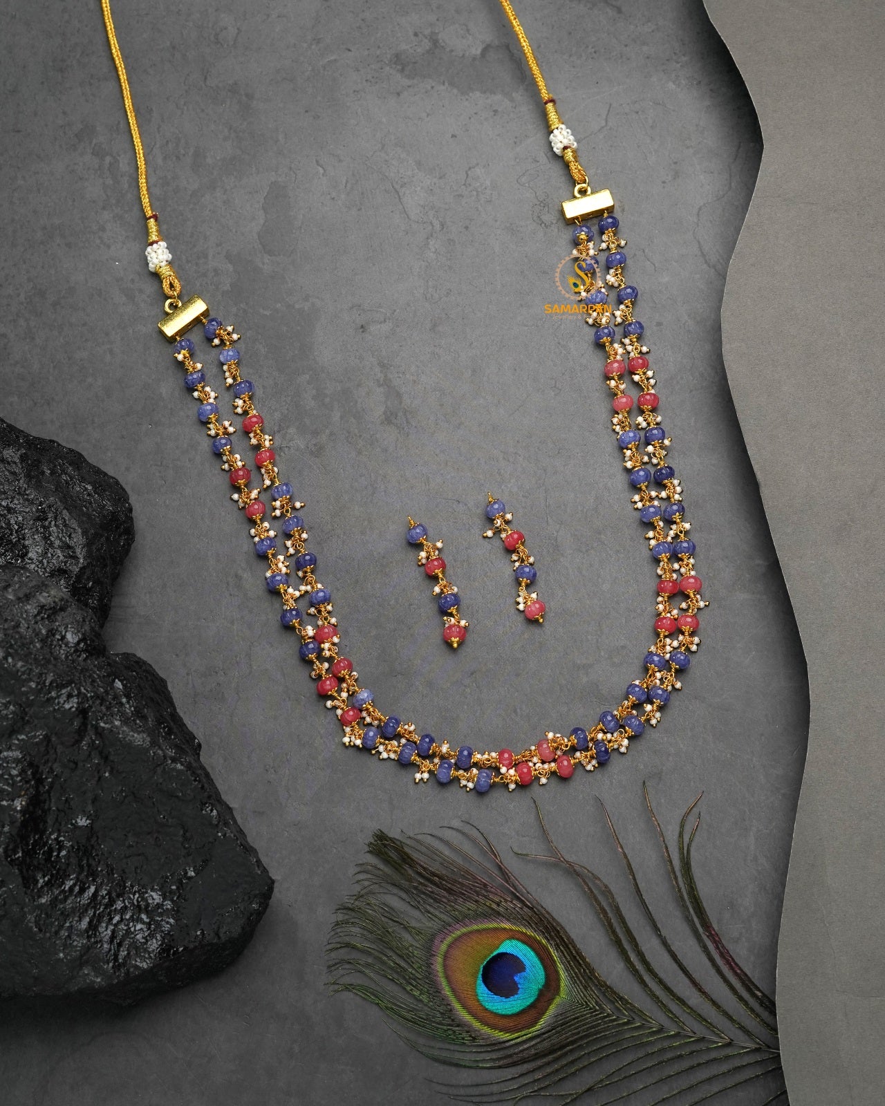 ruby Jadau kundan mala necklace for bridal lehenga and saree looks