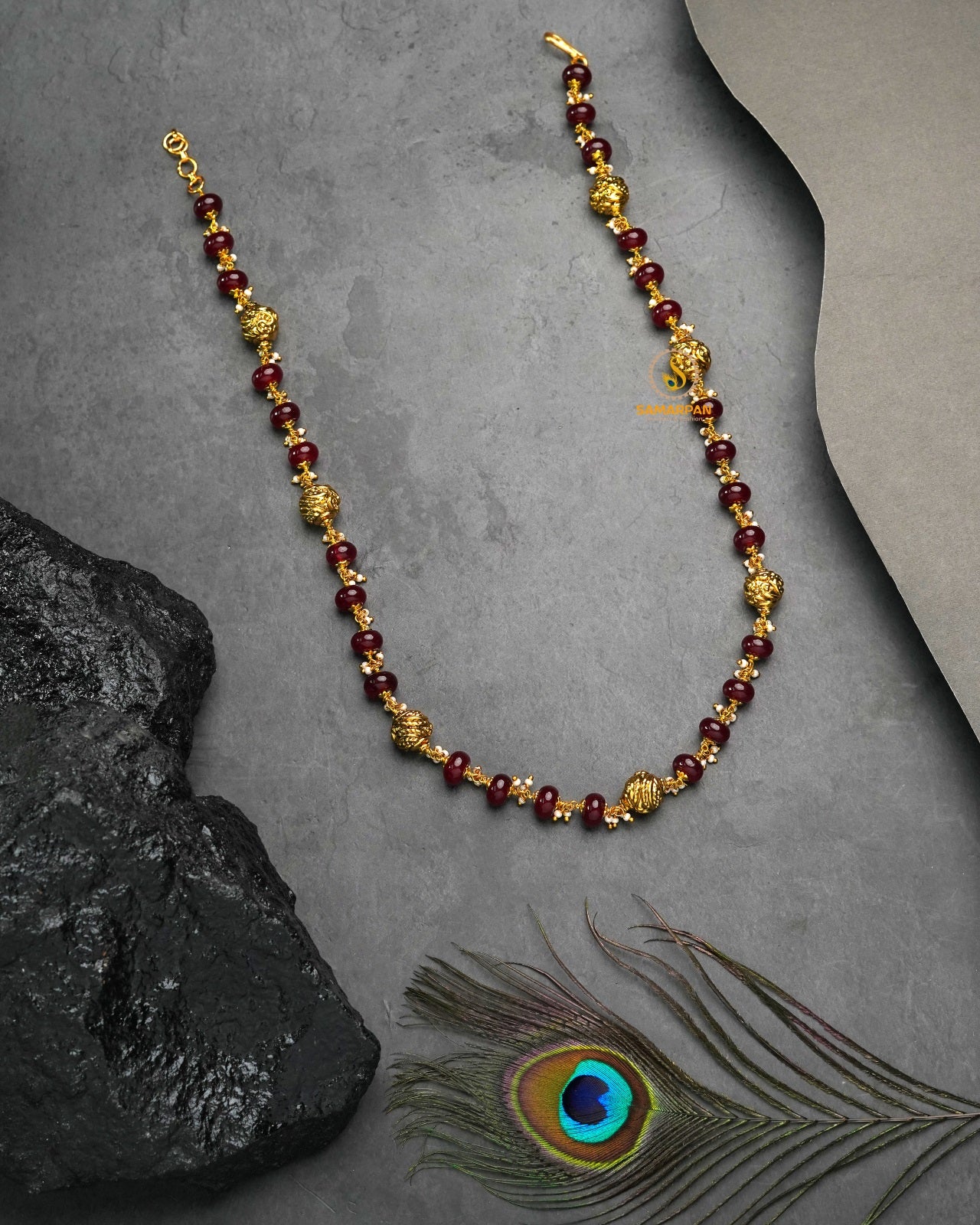 Ruby royal jadau kundan layered mala necklace for weddings