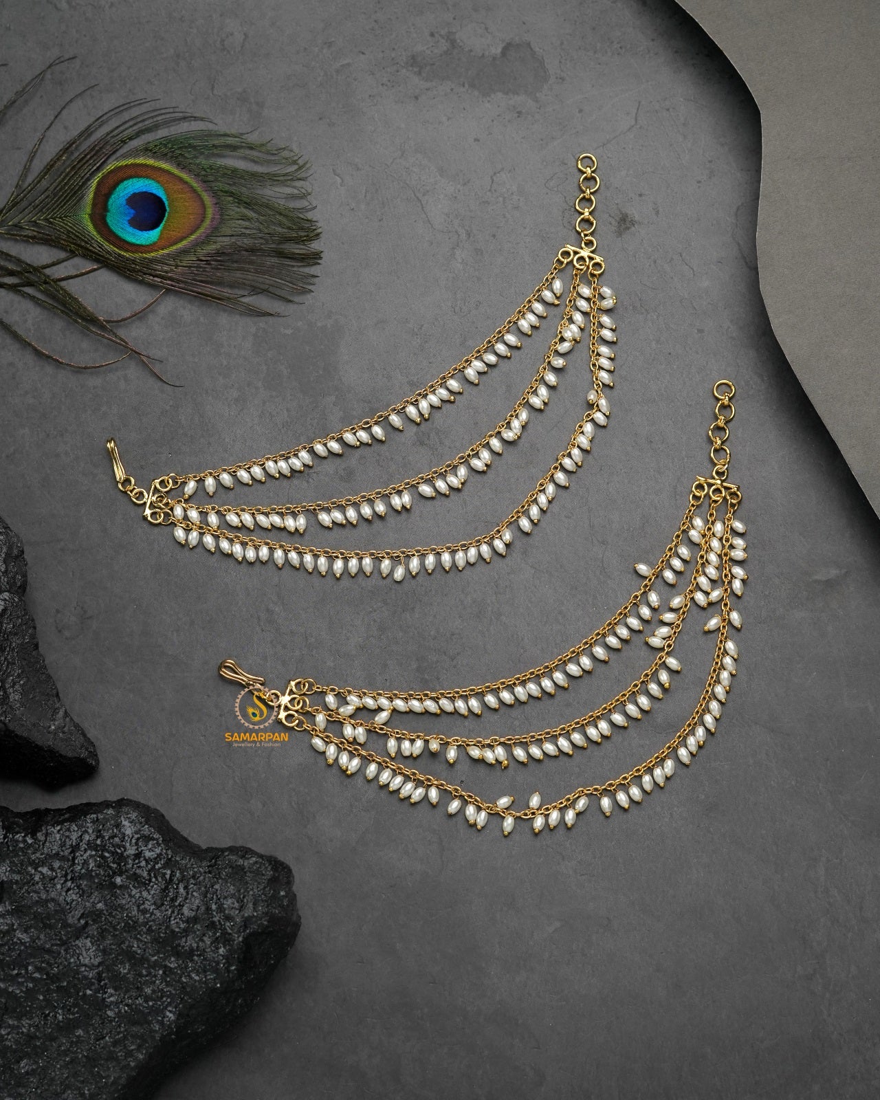 Minimal kundan kanser modern ethnic head jewellery for women