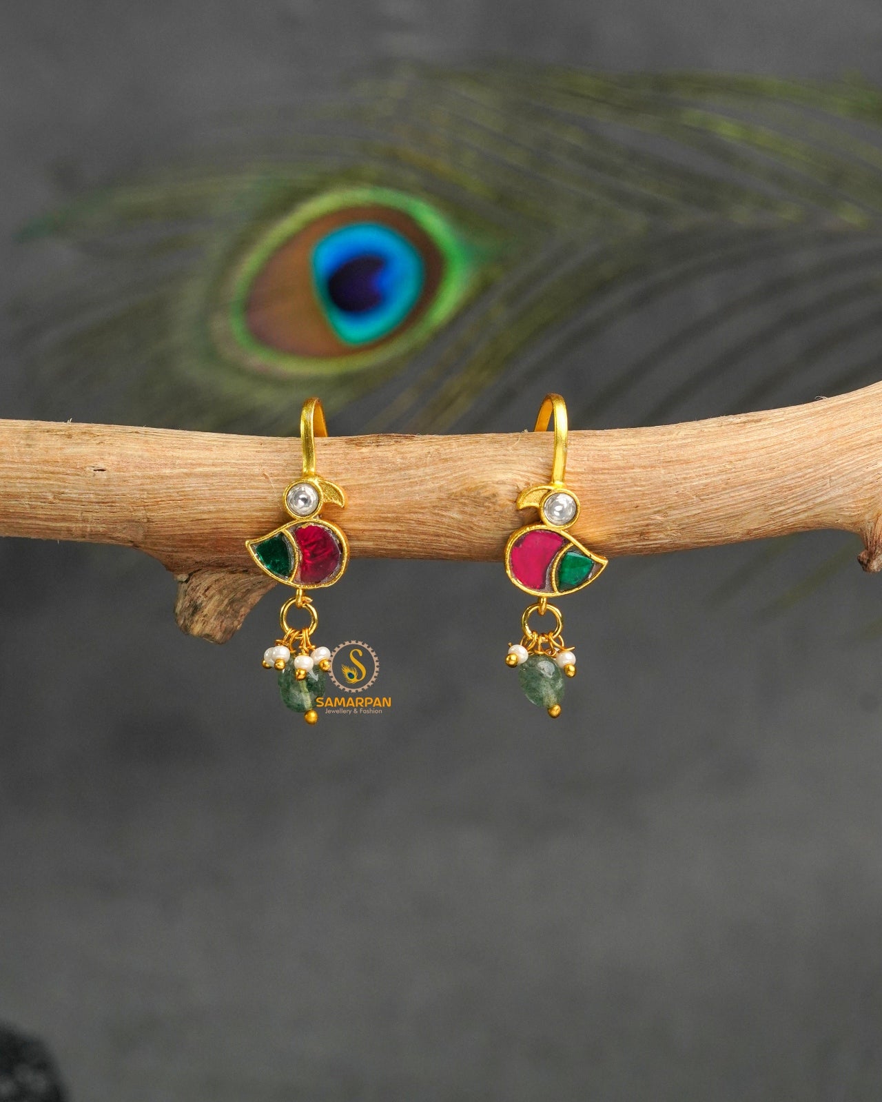 jadau kundan ballis and jadau kundan hoops earrings for wedding guest wear