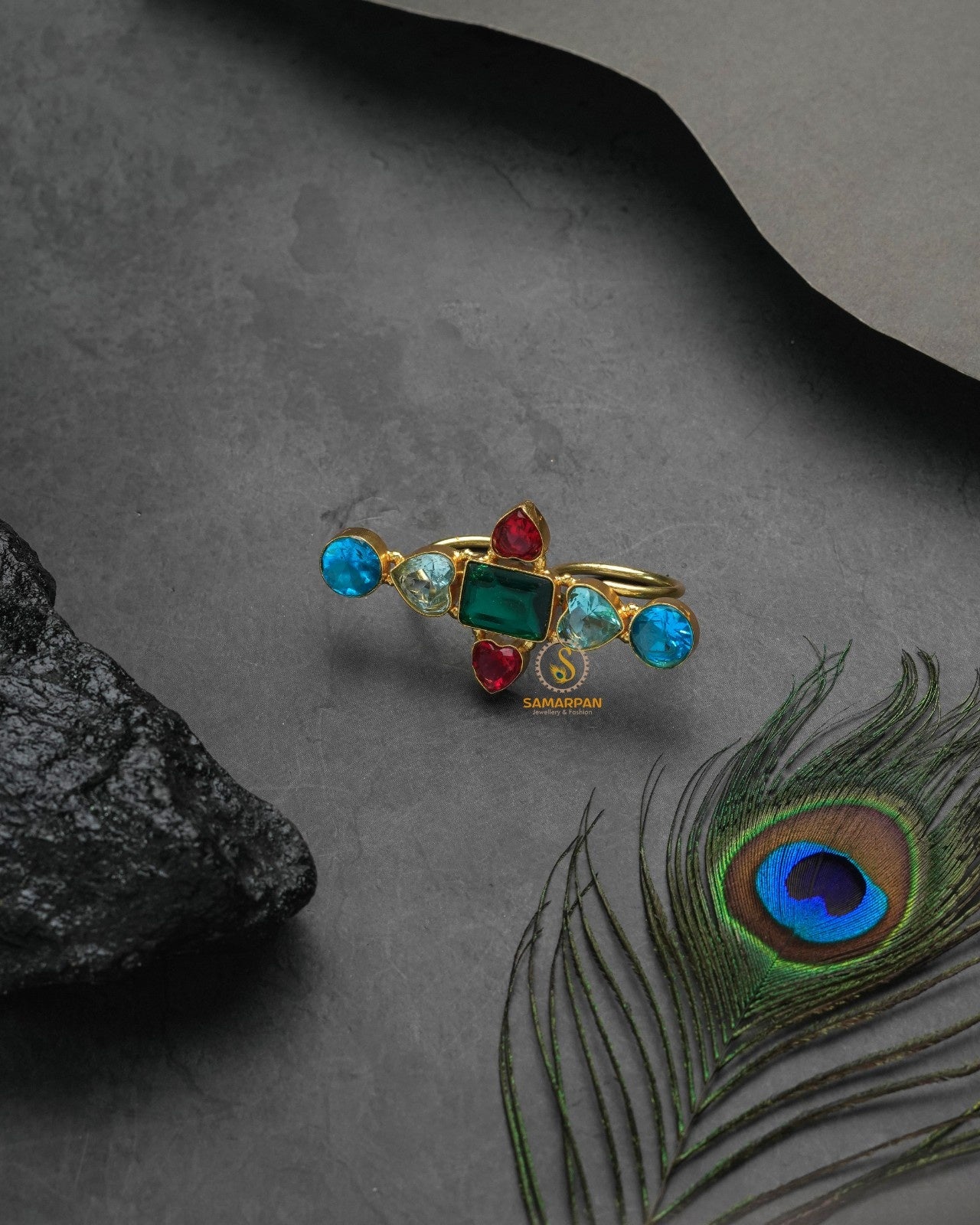 Luminous metallic golden glow ring with bright reflective surface