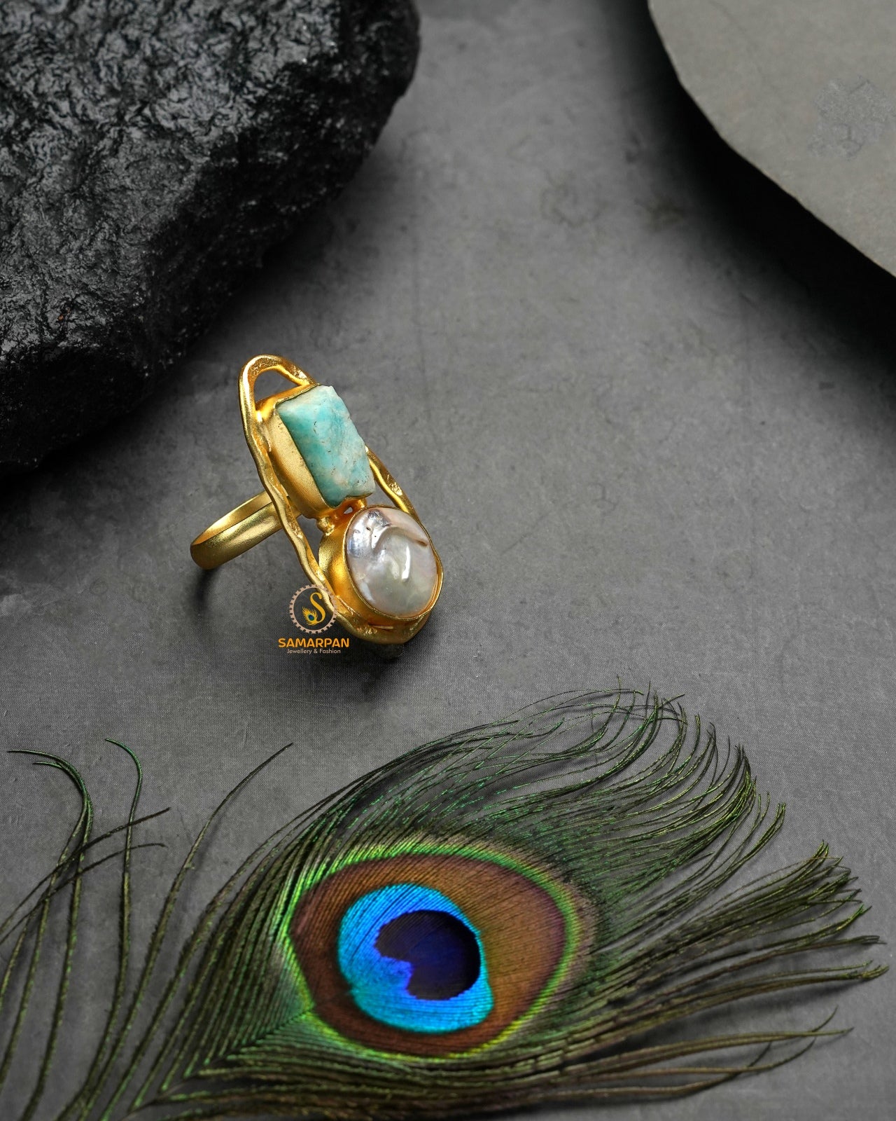 Elegant metallic golden glow ring with graceful luminous warmth
