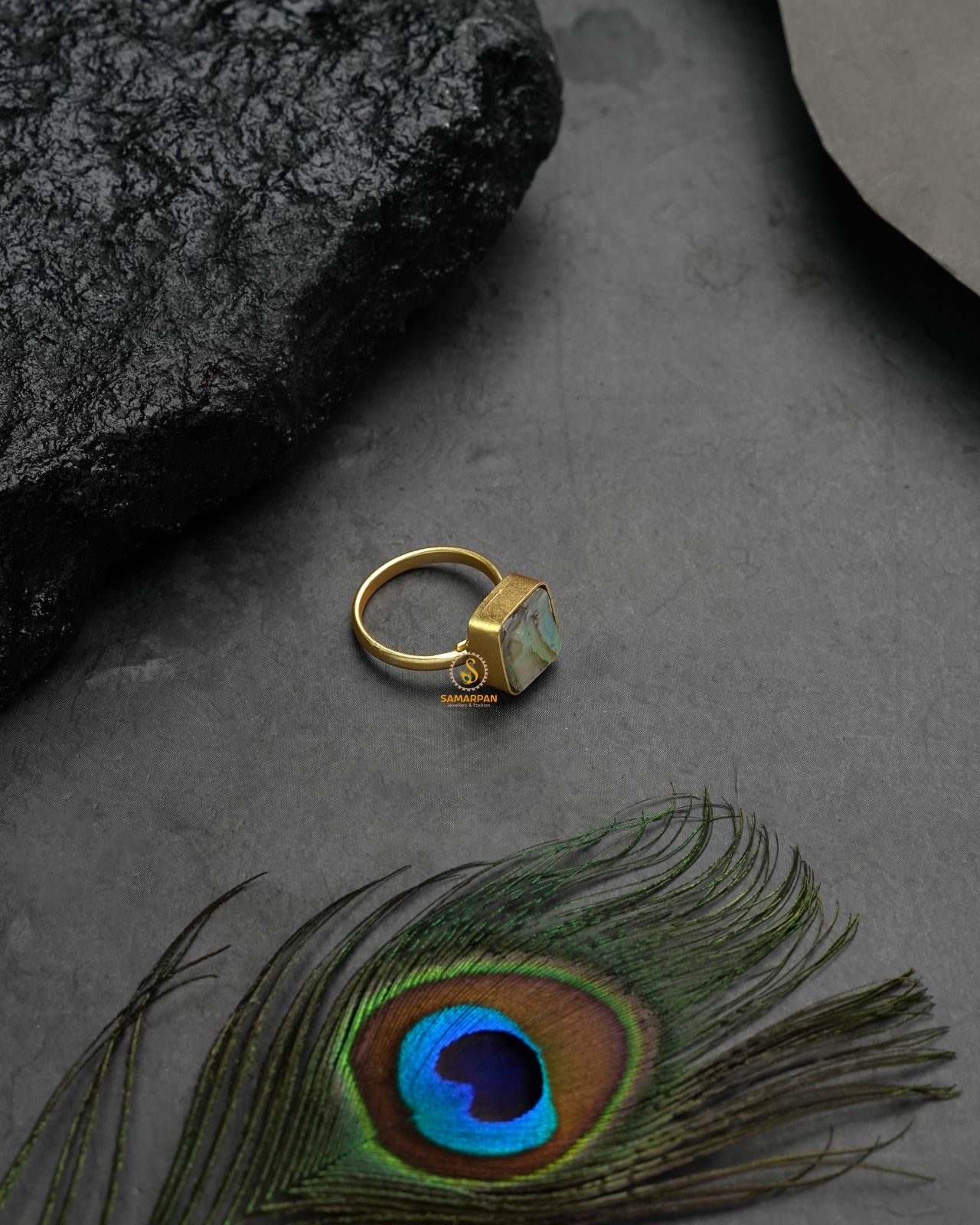 Modern metallic golden glow ring with sleek balanced proportions