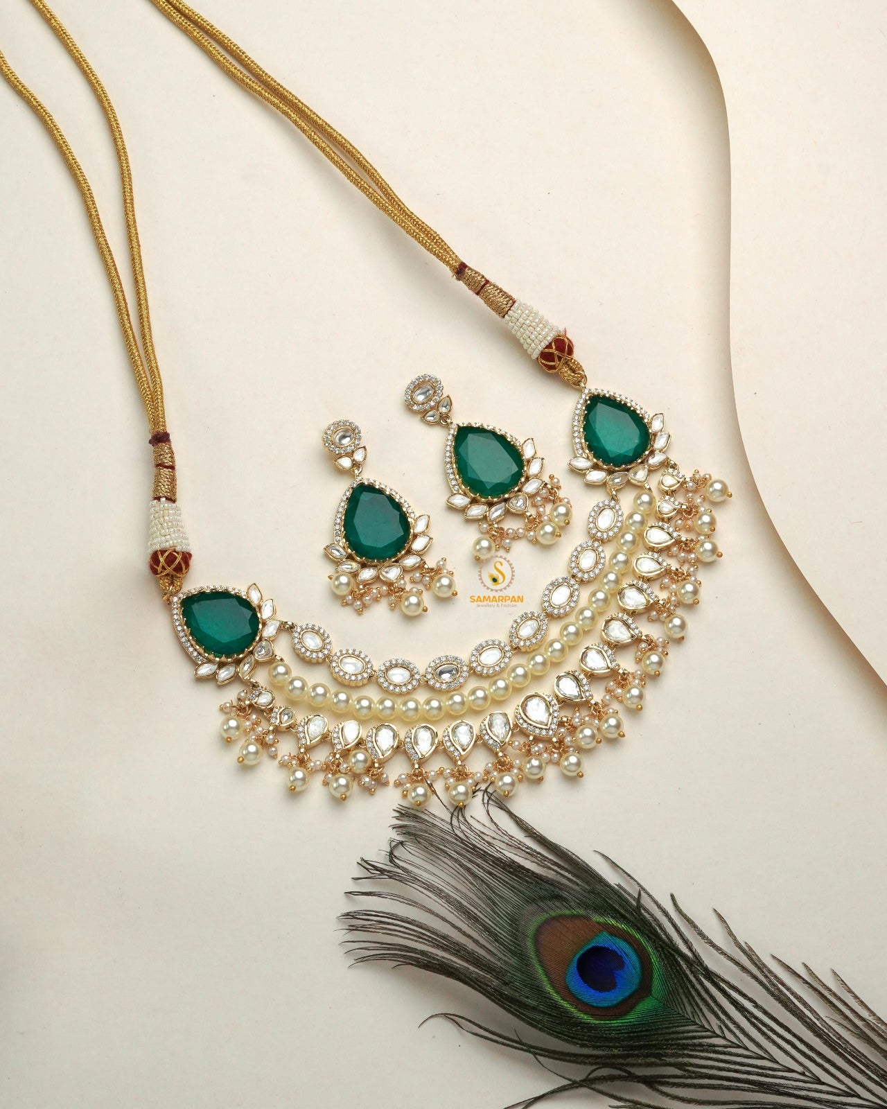 Premium Polki Moissanite jewellery set for bridal-style ethnic wear