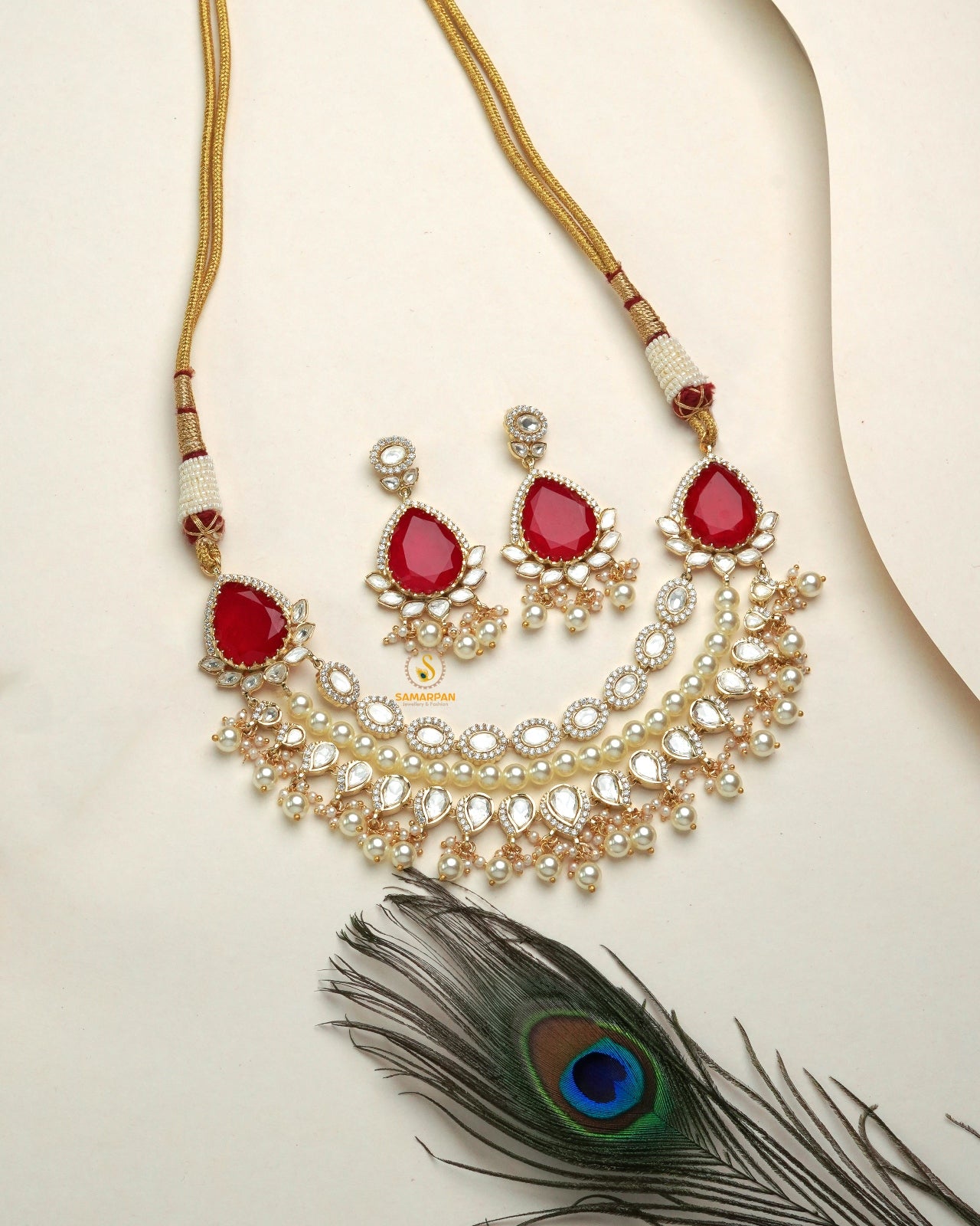 Statement Polki Moissanite necklace set for sarees, lehengas and gowns