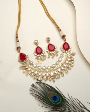 Statement Polki Moissanite necklace set for sarees, lehengas and gowns
