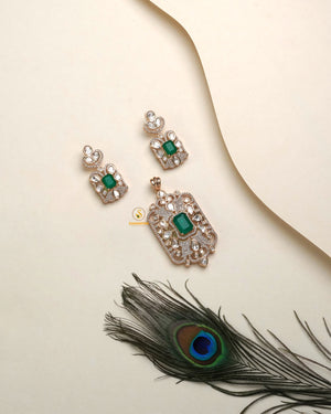 regal polki moissanite pendant set for women