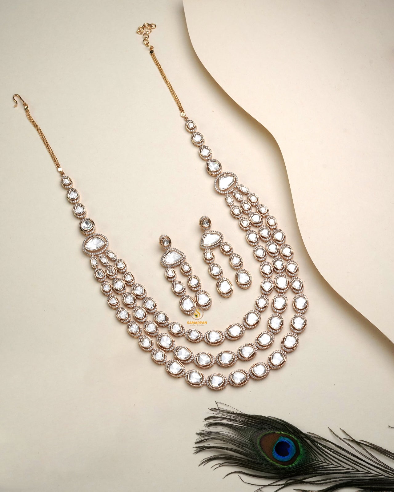 premium polki moissanite pendant set for women