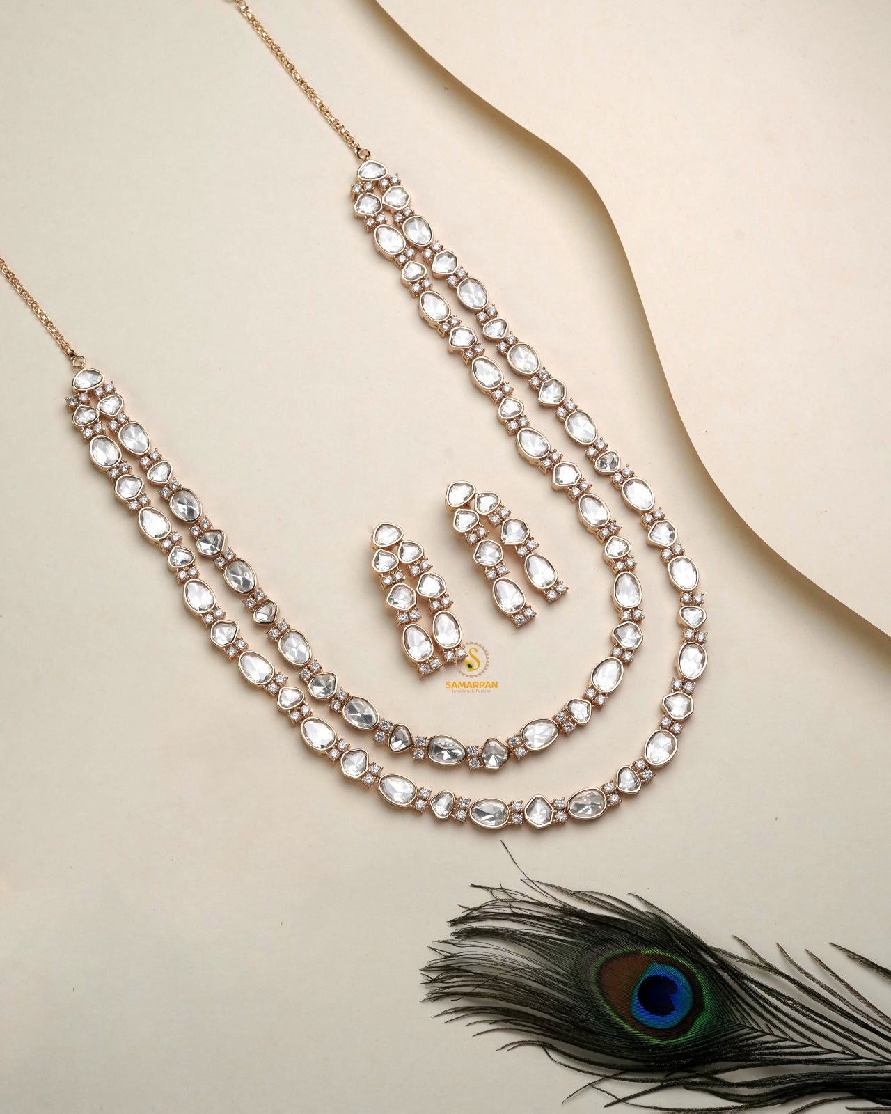 artisan polki moissanite pendant set for women