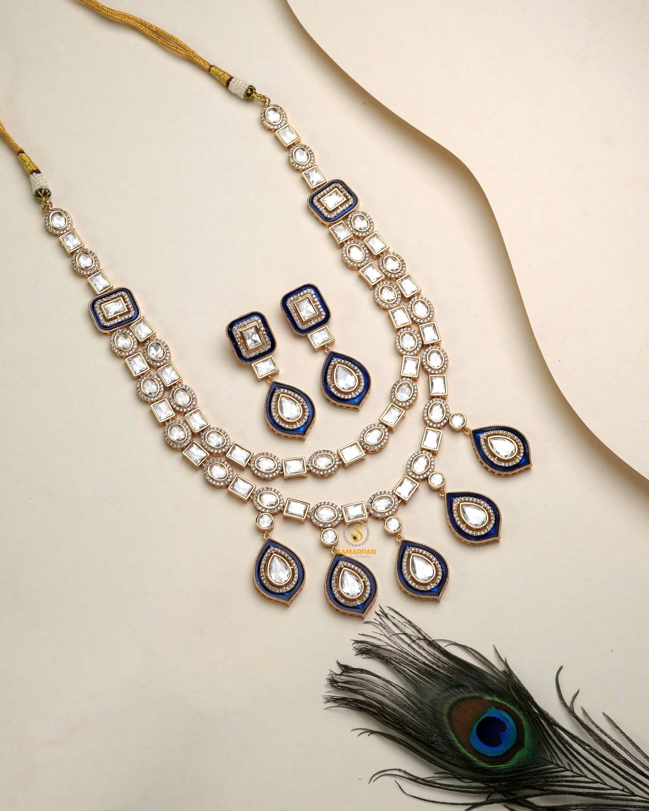 handcrafted-look polki moissanite pendant set for women