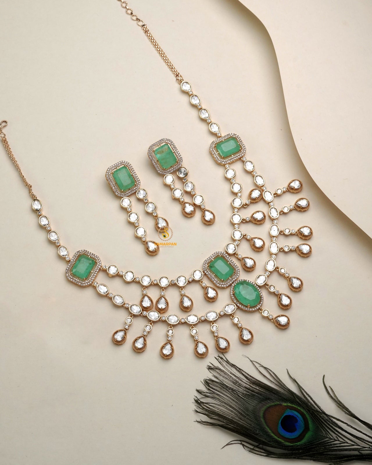 timeless polki moissanite pendant set for women