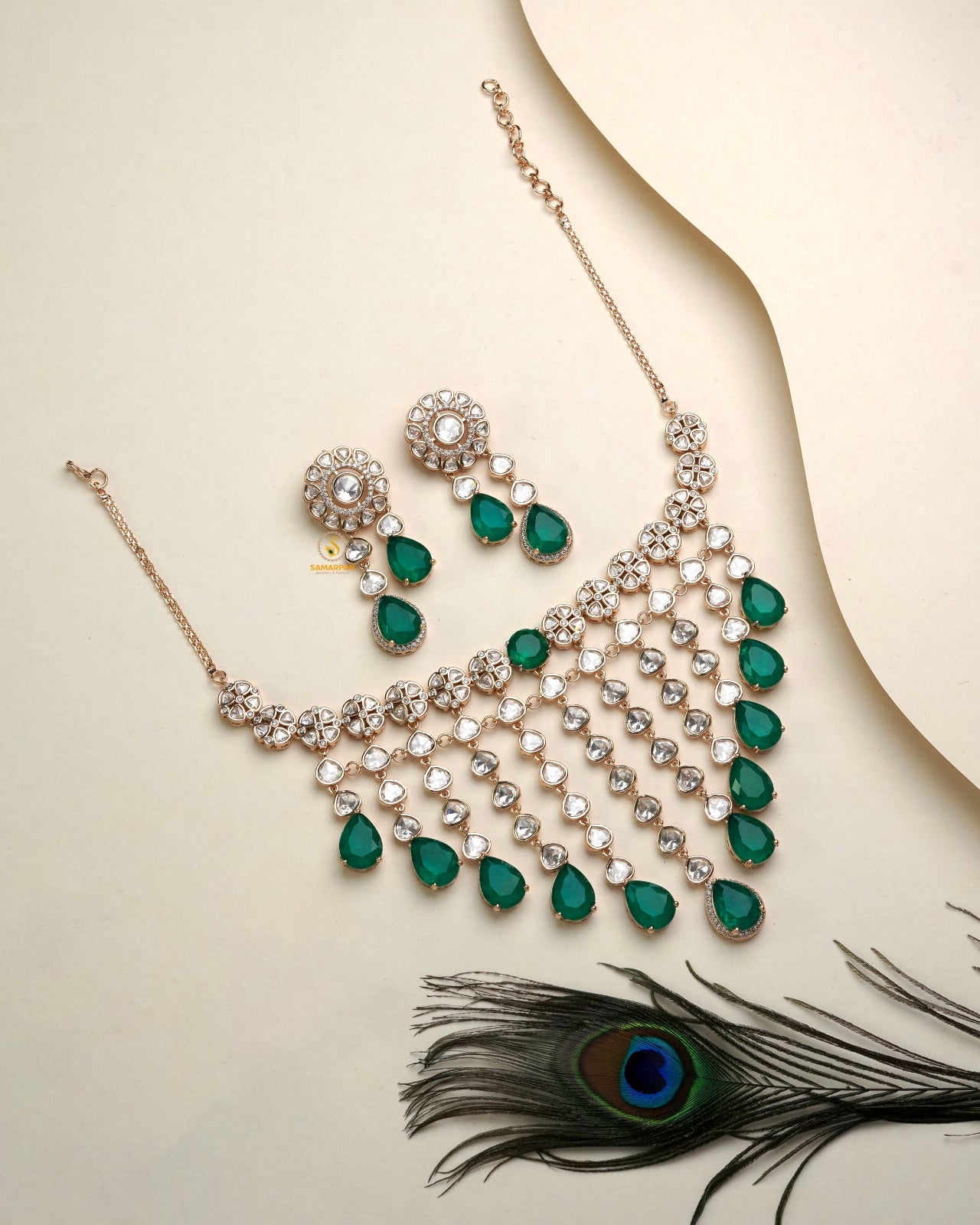 Polki Moissanite necklace set for wedding and festive ethnic wear