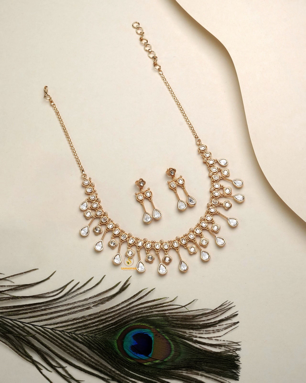 Designer Polki Moissanite jewellery set for saree and lehenga styling for festive occasions