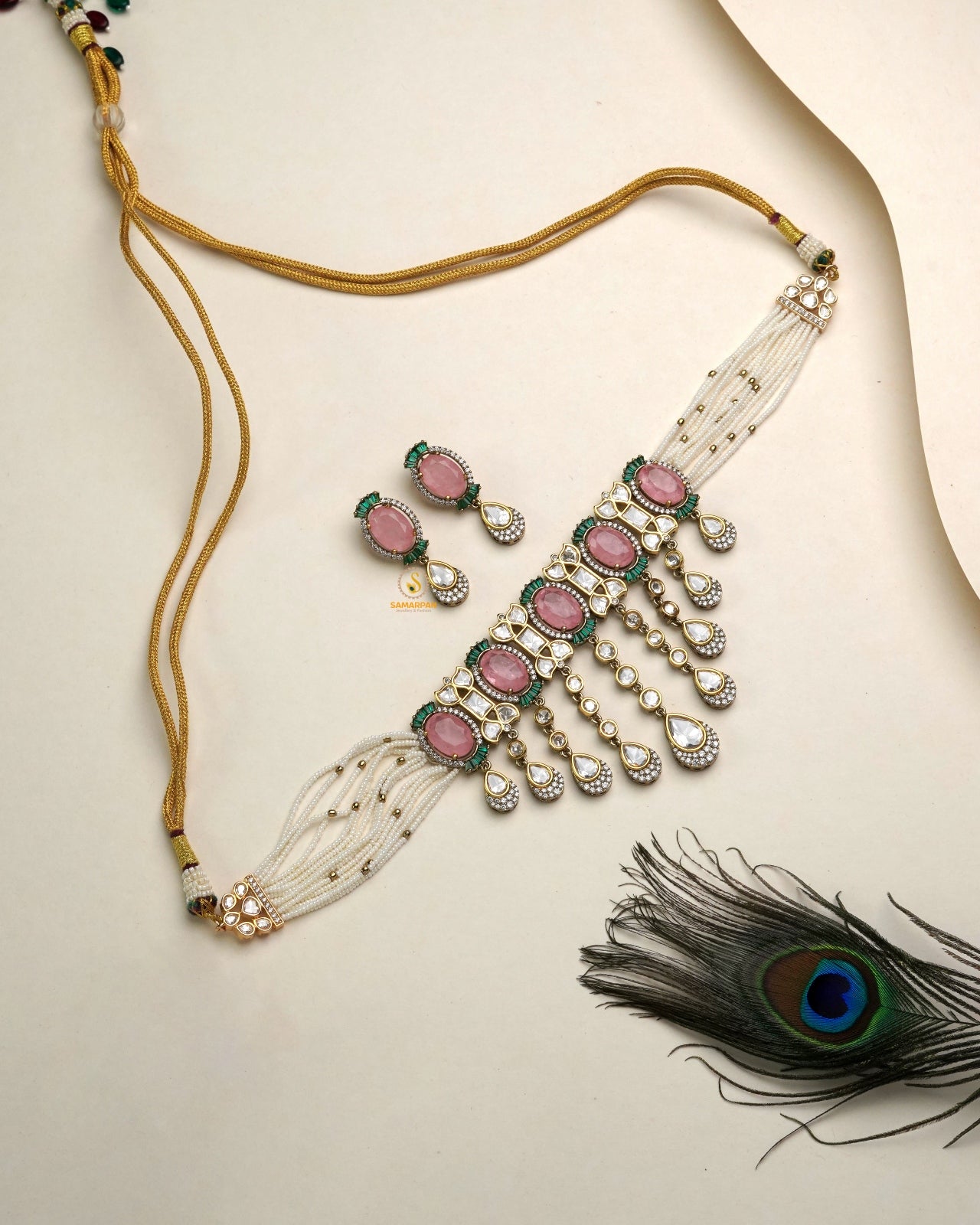Polki Moissanite necklace set with earrings for party wear and occasions for designer ethnic looks