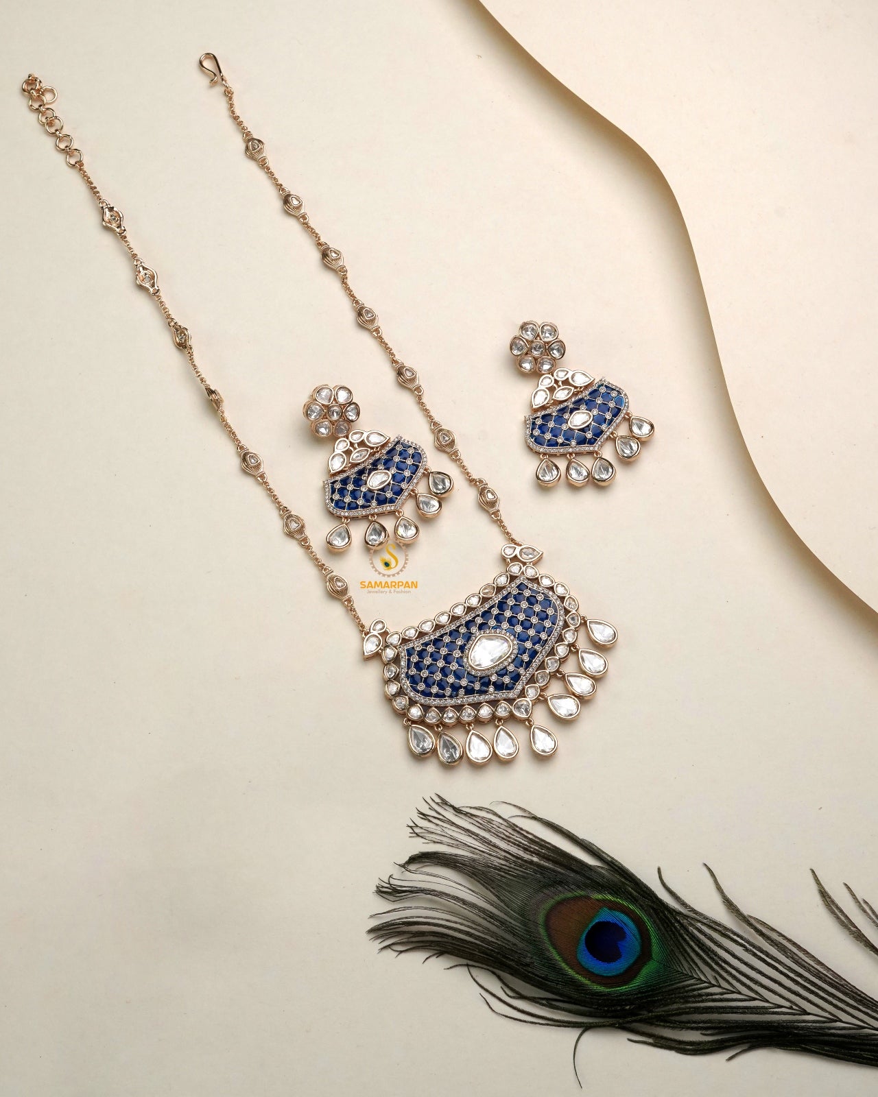 ceremonial polki moissanite pendant set for women