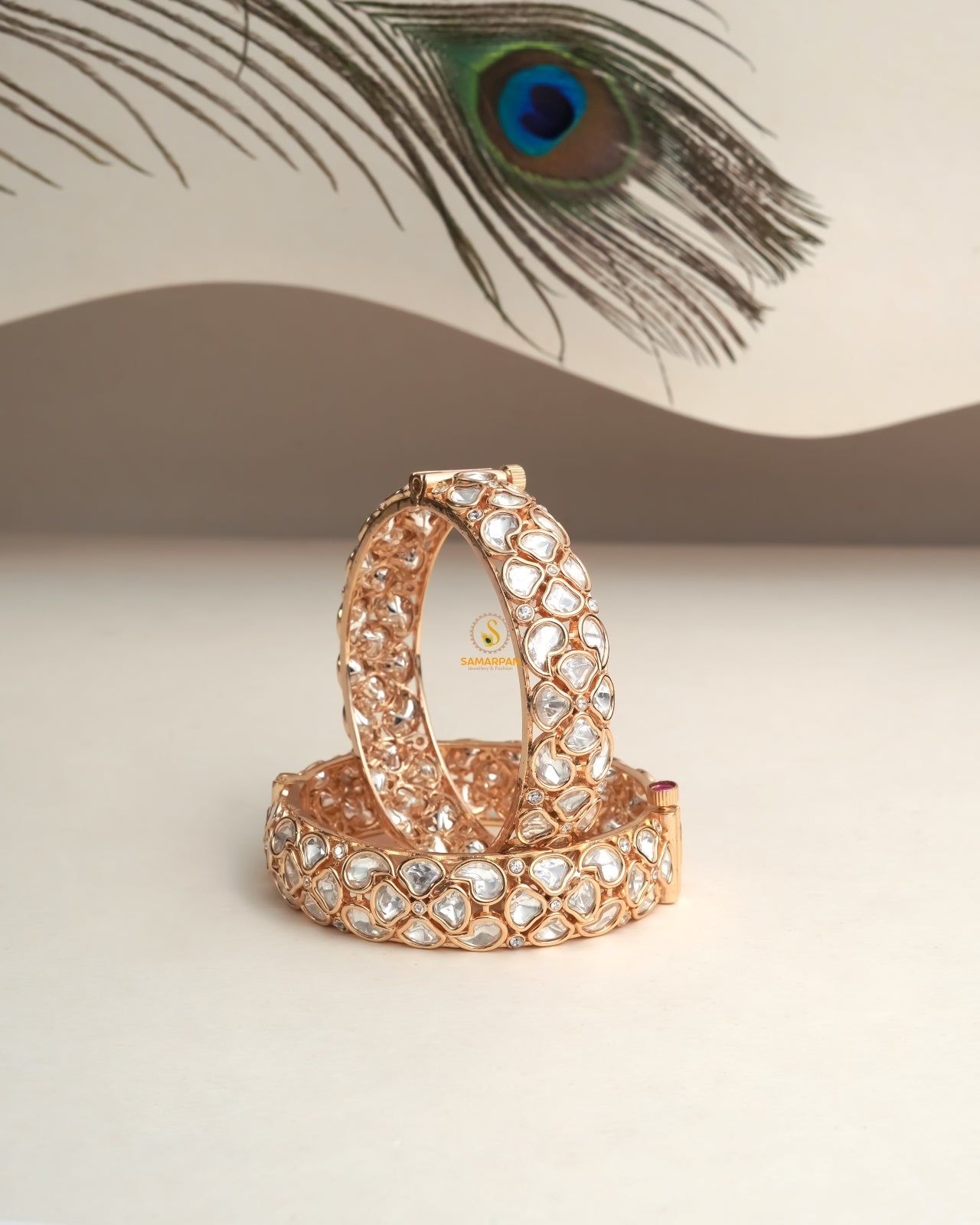 Modern fusion polki bangles stone kangan set