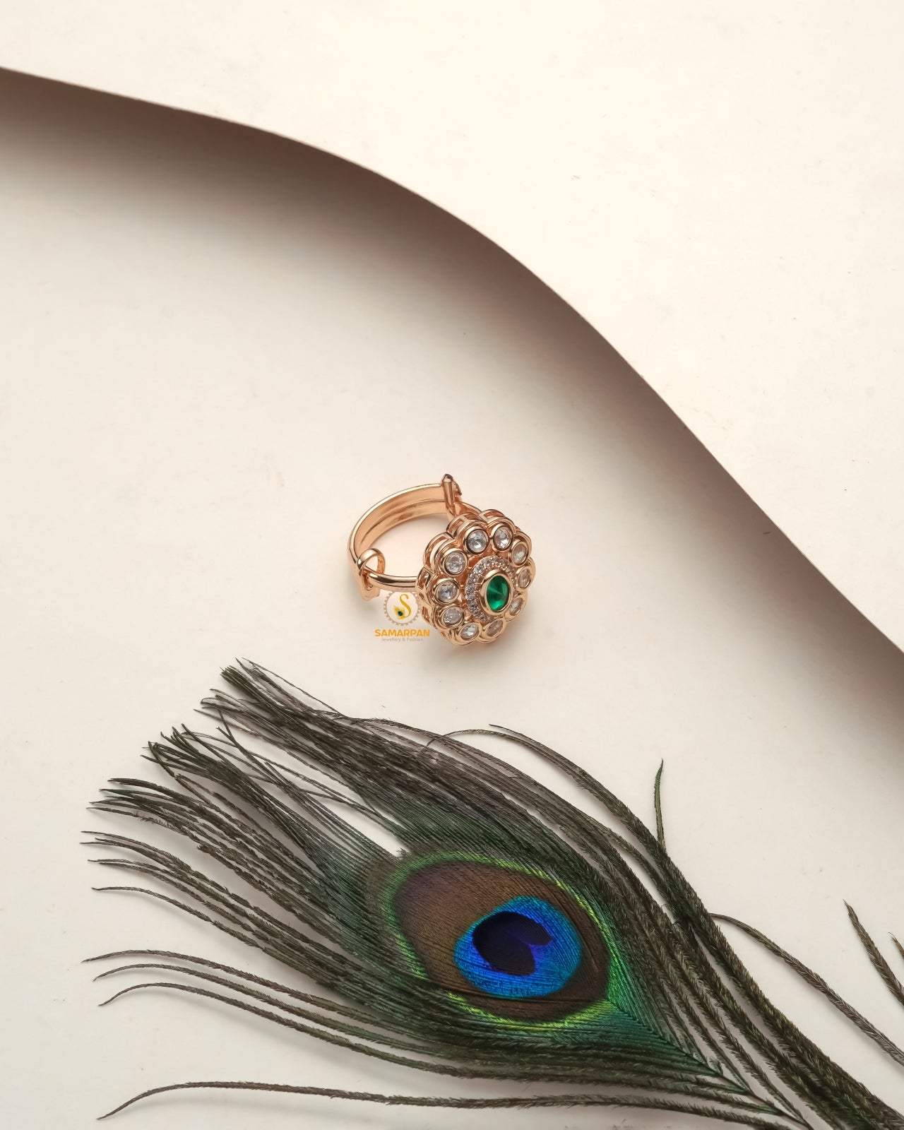 Family Function Moissanite Polki Ring styled for home celebrations and elegant Indianwear